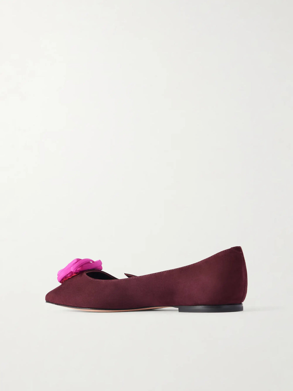 Rose Ball Embellished Suede Ballet Flats