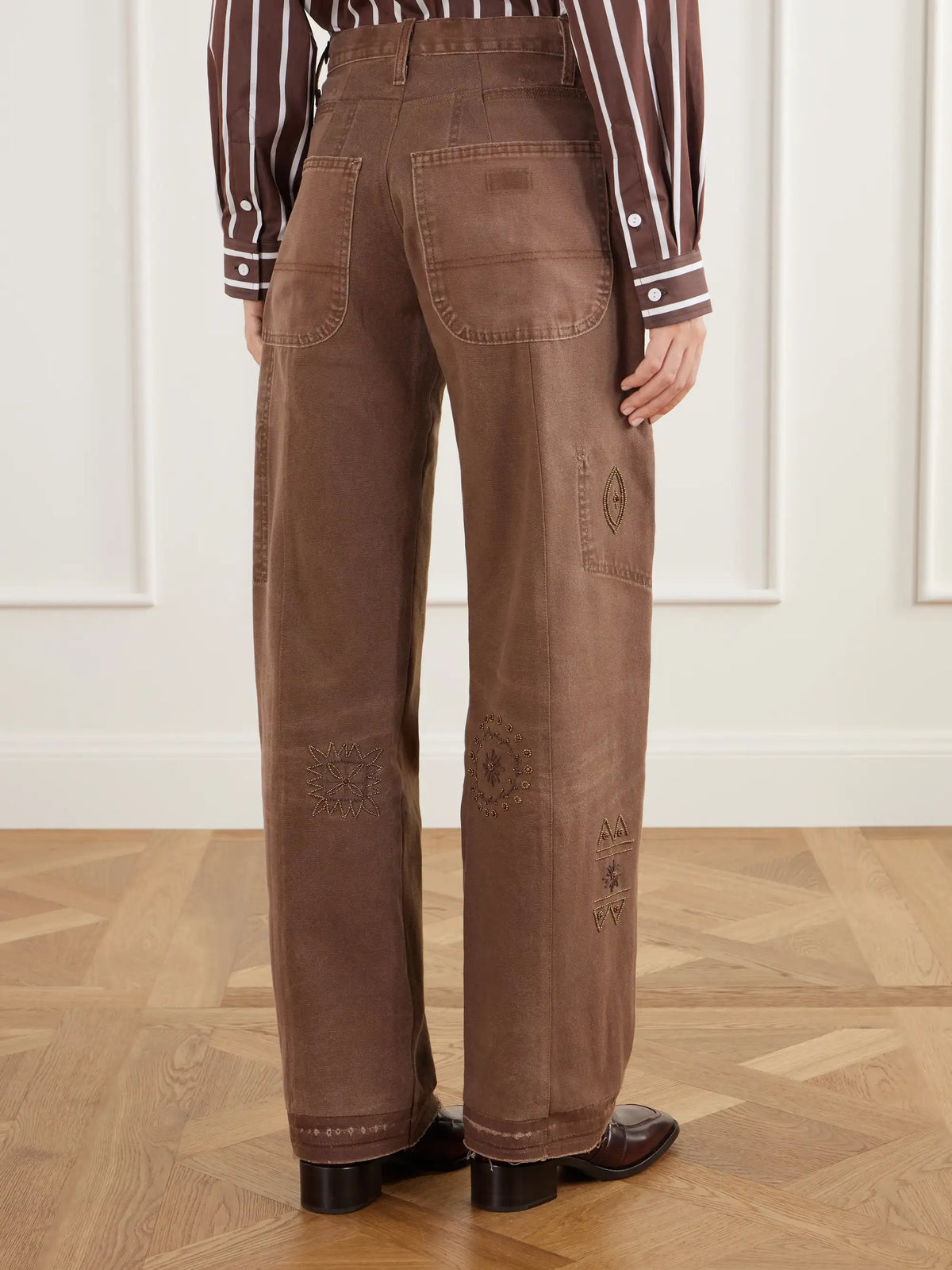 Kartik Research Embellished Paneled Upcycled Mid-rise Straight-leg Jeans