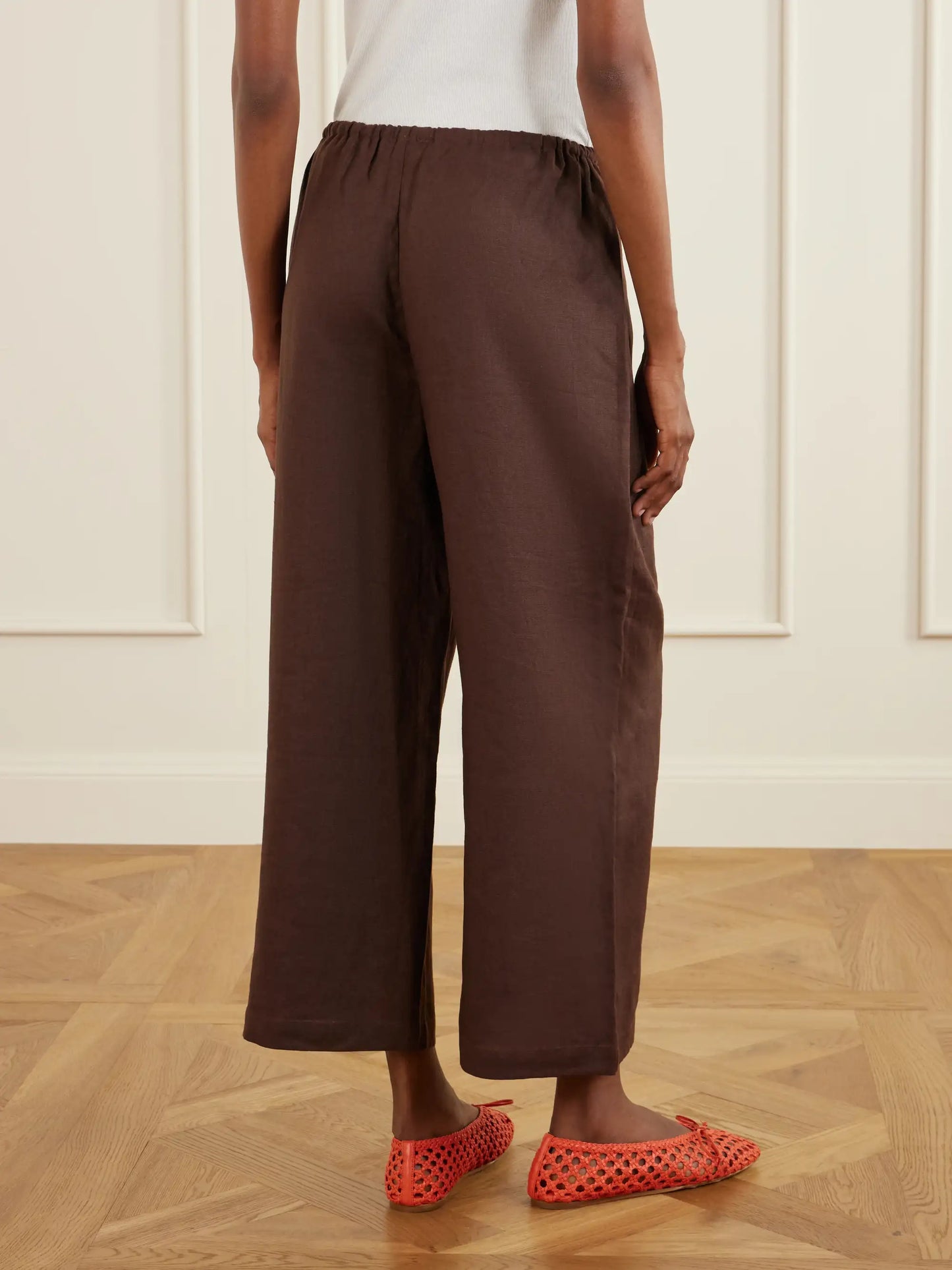 Mateo Linen Mid-rise Wide-leg Pants