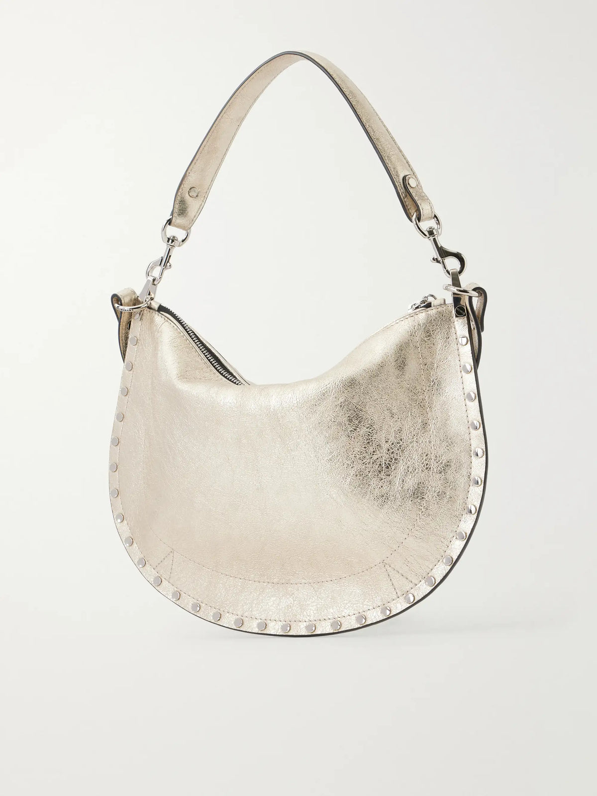 ISABEL MARANT Oskan Embellished Metallic Leather Shoulder Bag