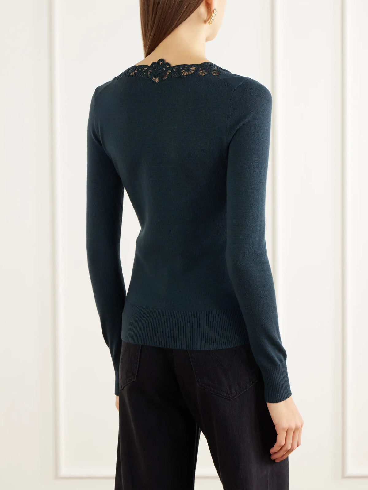 Zimmermann Clash Lace-trimmed Merino Wool Top
