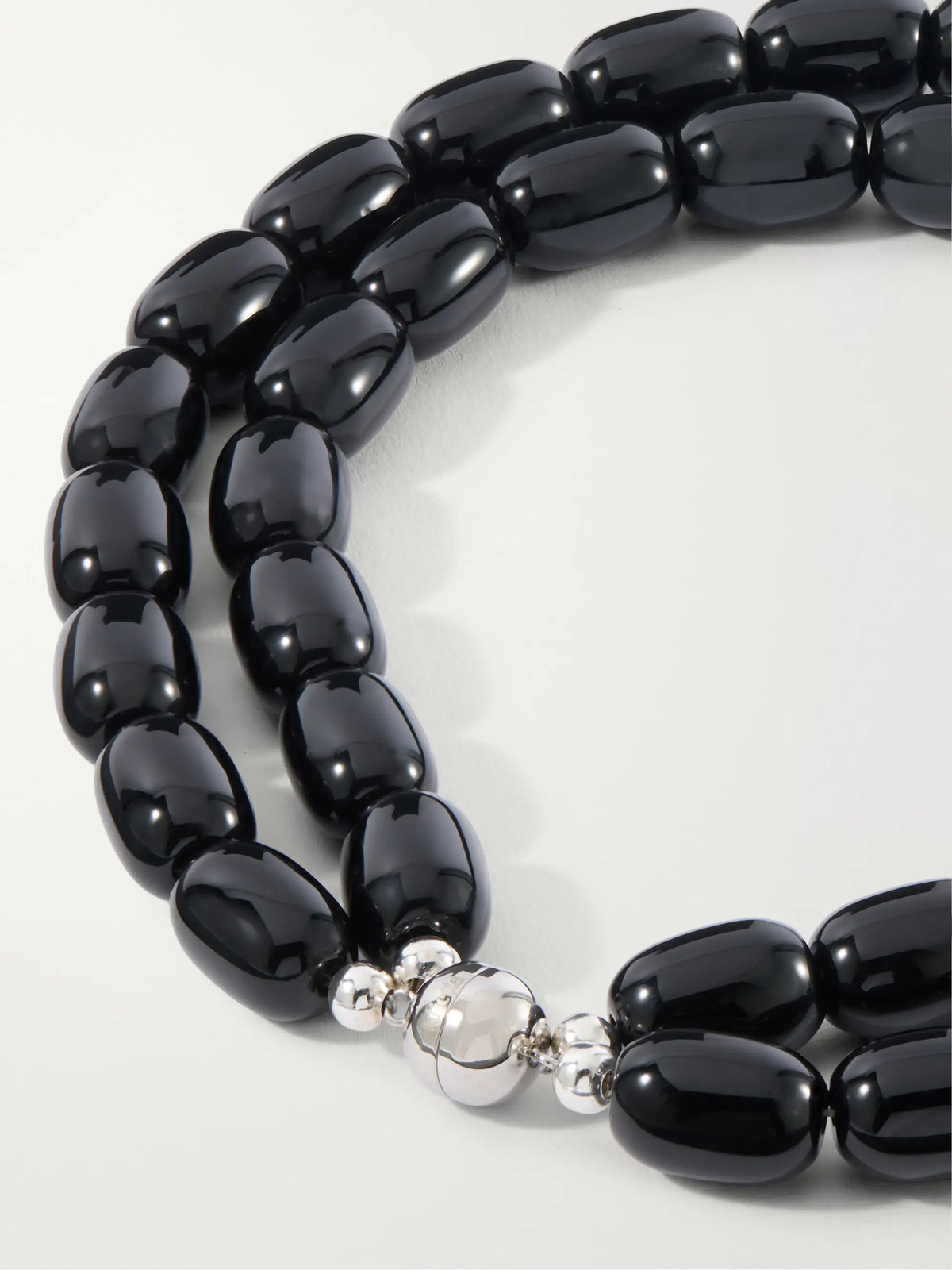Luma Rhodium-pleated, Onyx, Shell And Resin Beaded Necklace