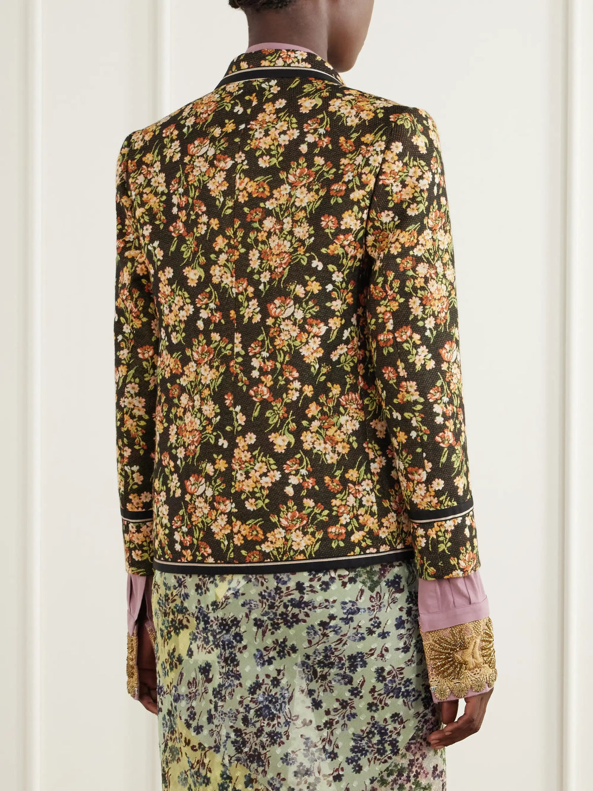 Dries Van Noten Floral-embroidered Cotton-blend Blazer