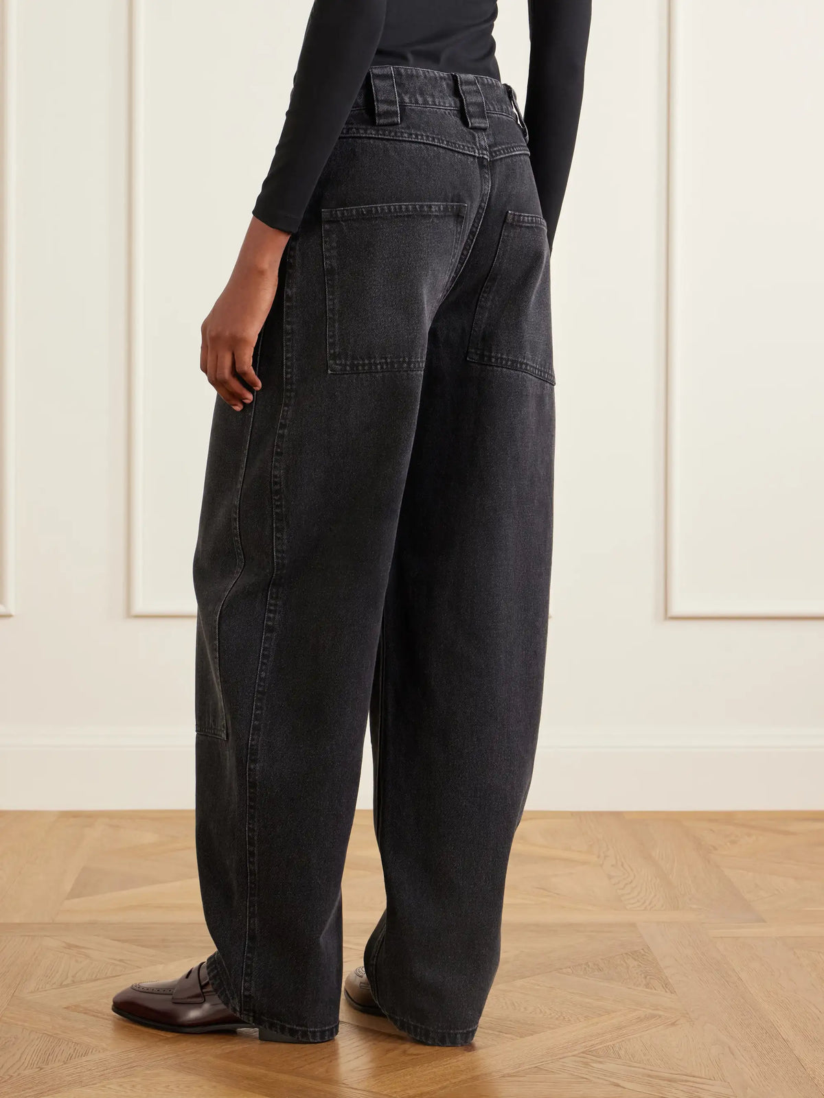 Paneled High-rise Wide-leg Balloon Jeans