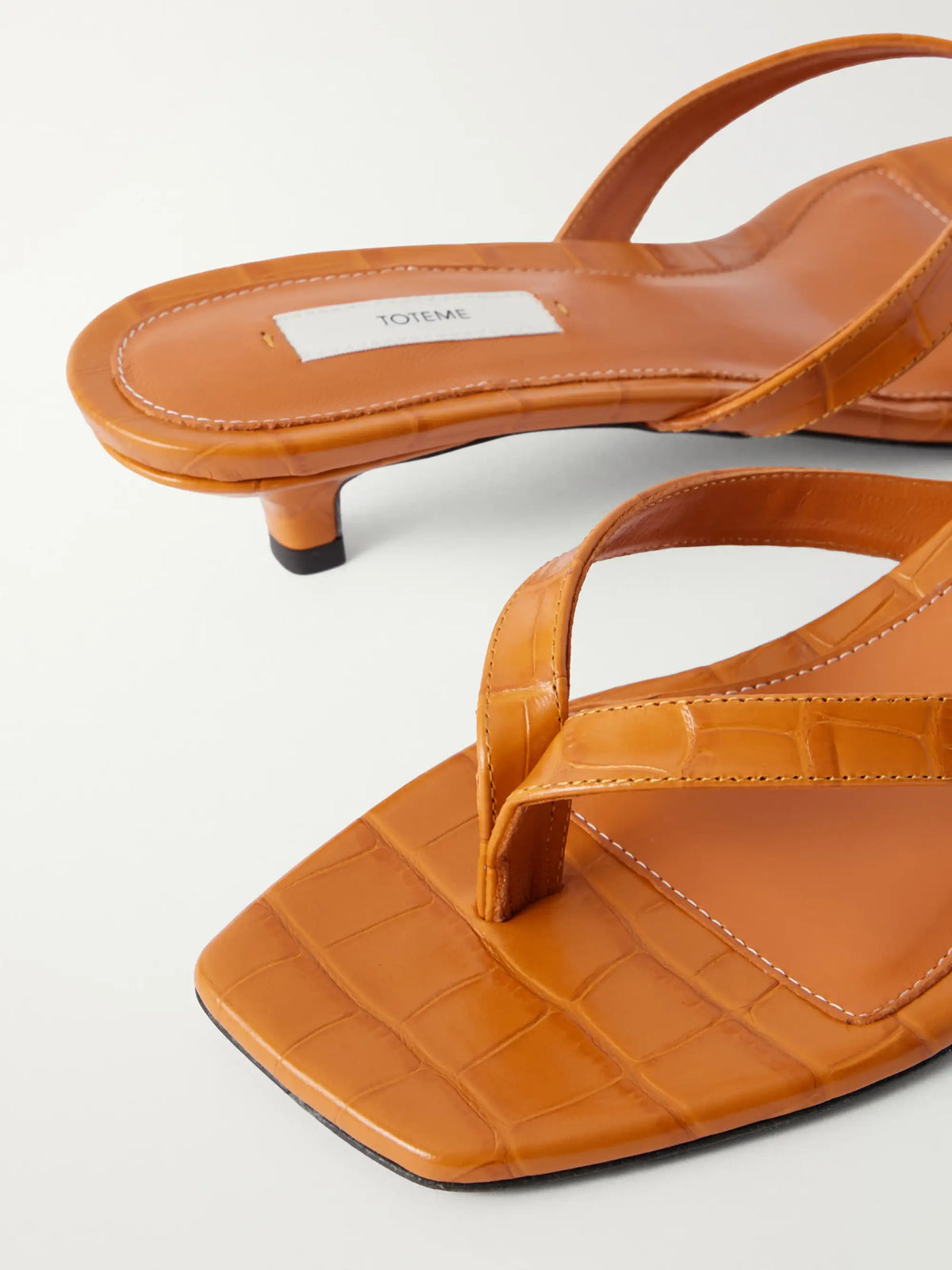 Croc-effect Leather Sandals
