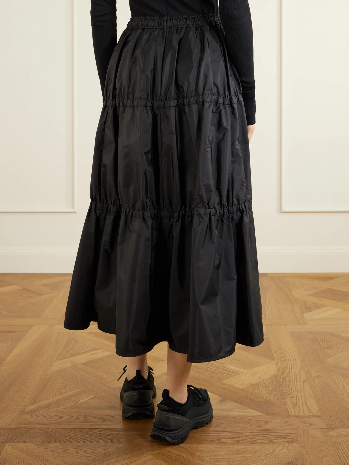 Tiered Shell Midi Skirt