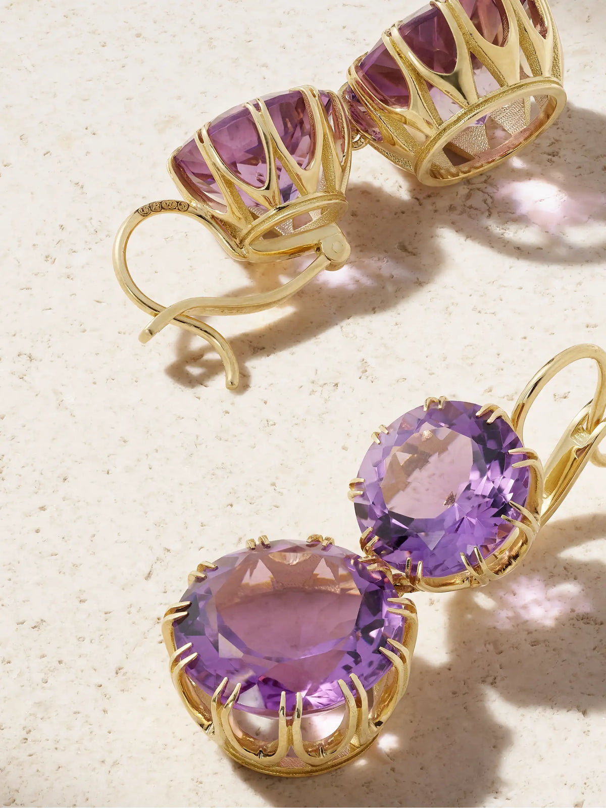 Double Crown 18-karat Gold Amethyst Earrings
