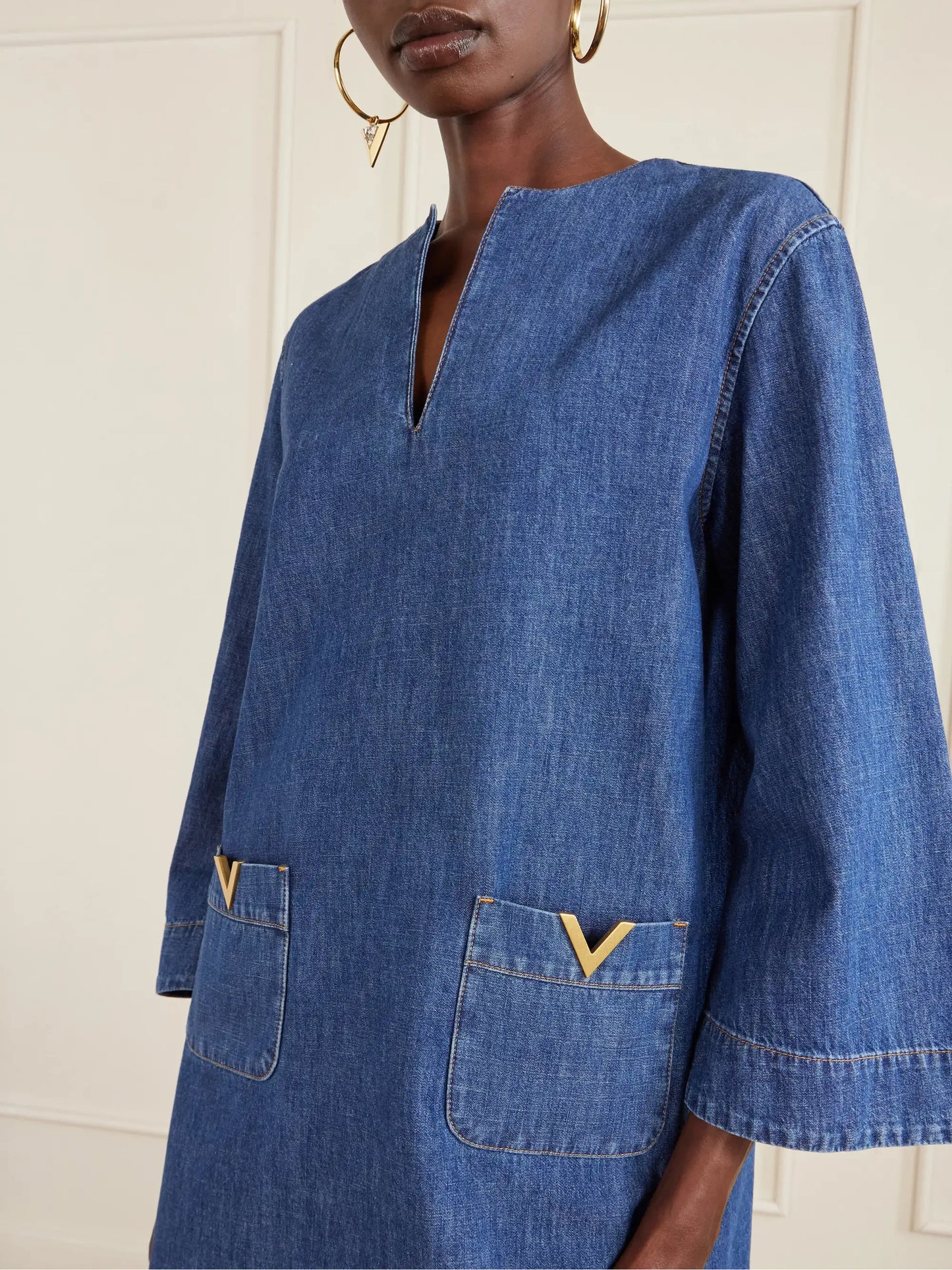 Vlogo Embellished Denim Mini Dress