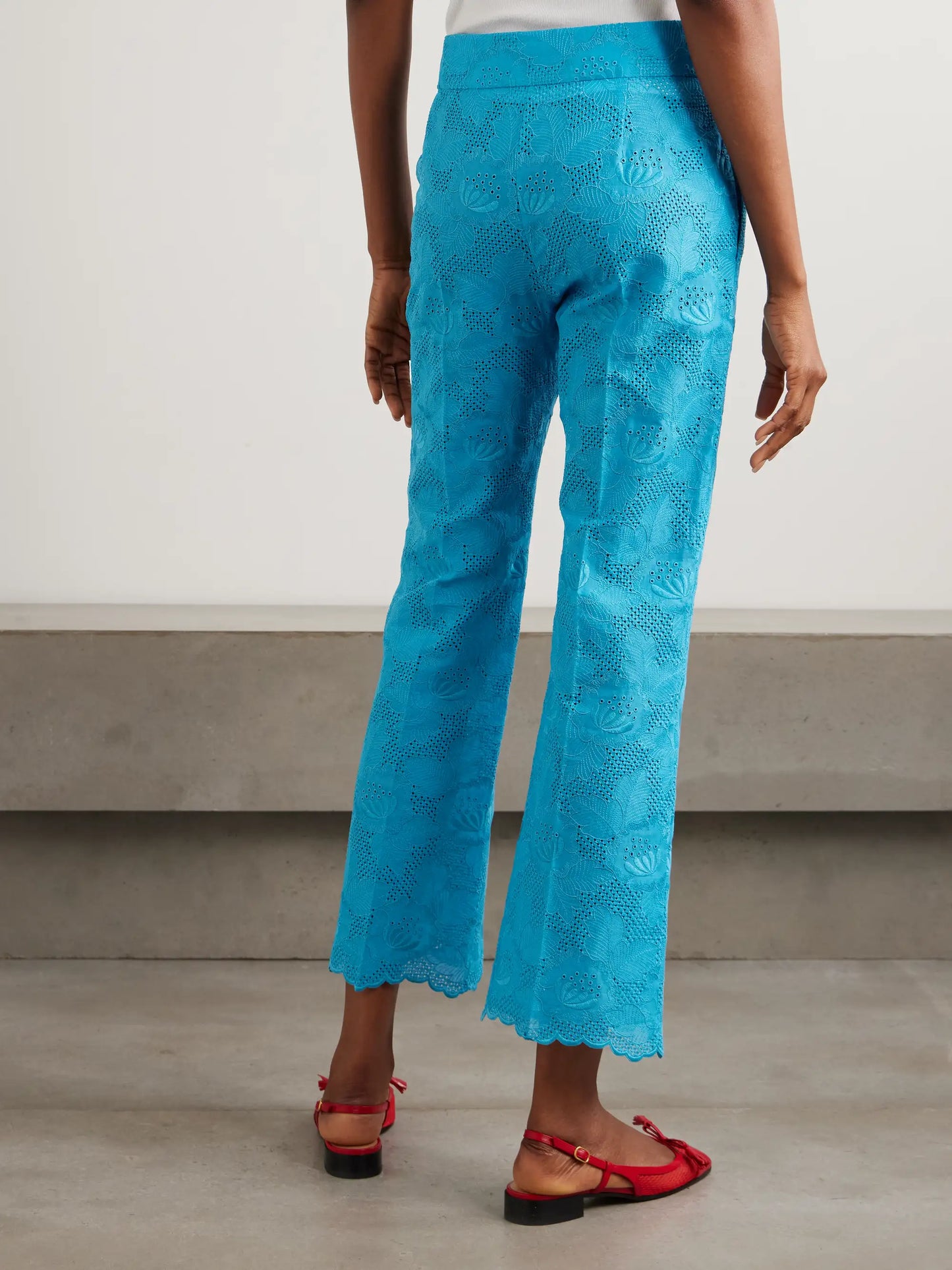 Broderie Anglaise Cotton Bootcut Pants