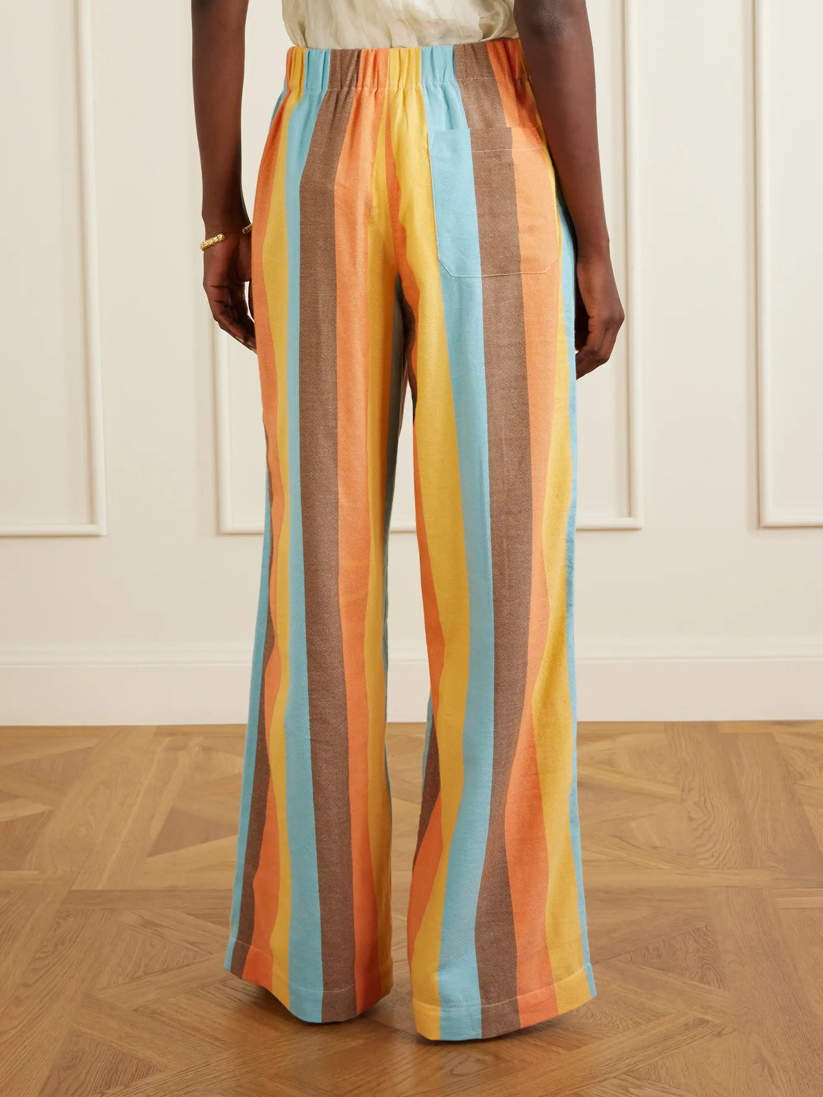 Marrakshi Life The Palazzo Striped Cotton-blend Straight-leg Pants