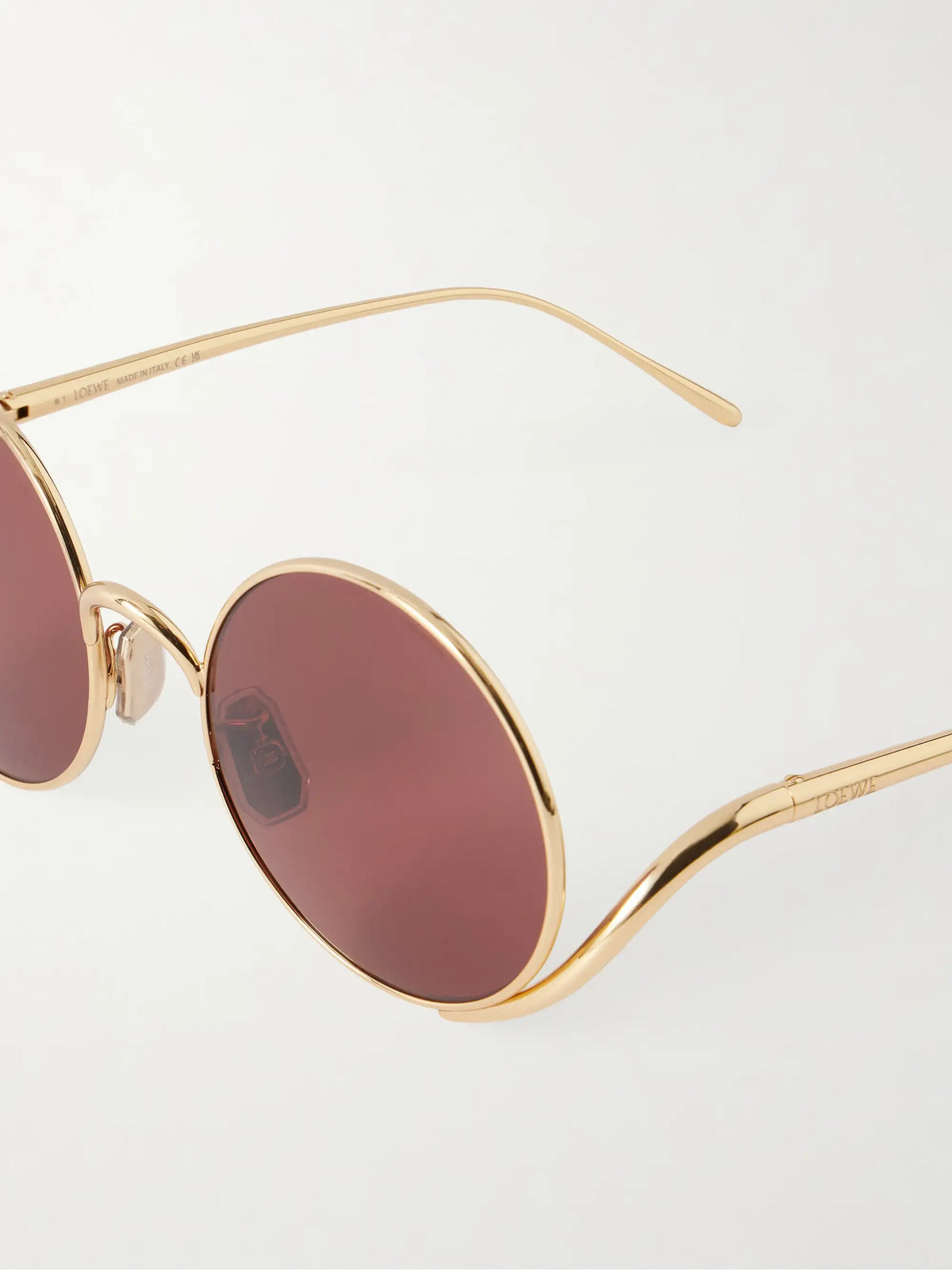 Round-frame Gold-tone Sunglasses