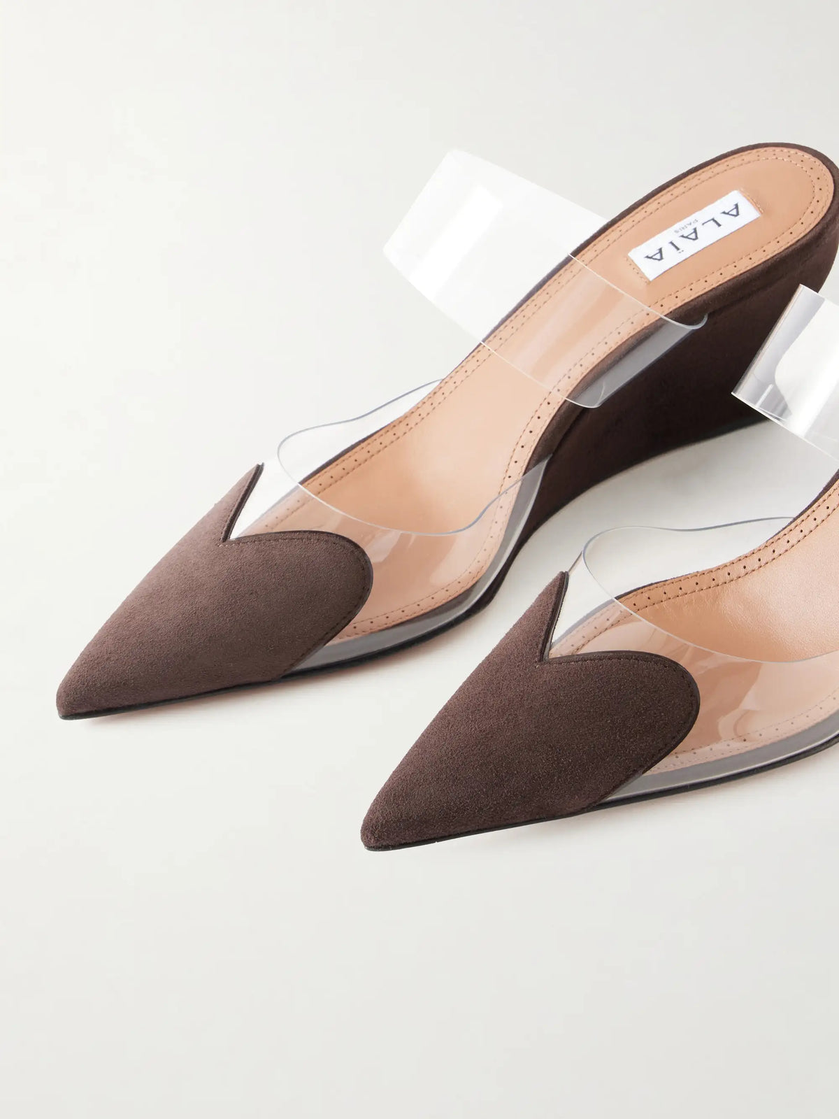 Le Coeur 60 Suede And Pvc Wedge Mules