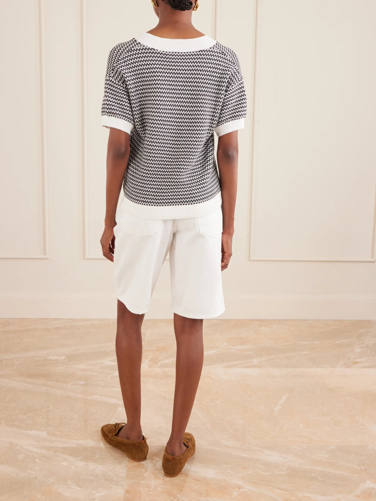 Varley Dora Striped Knitted Cotton Top