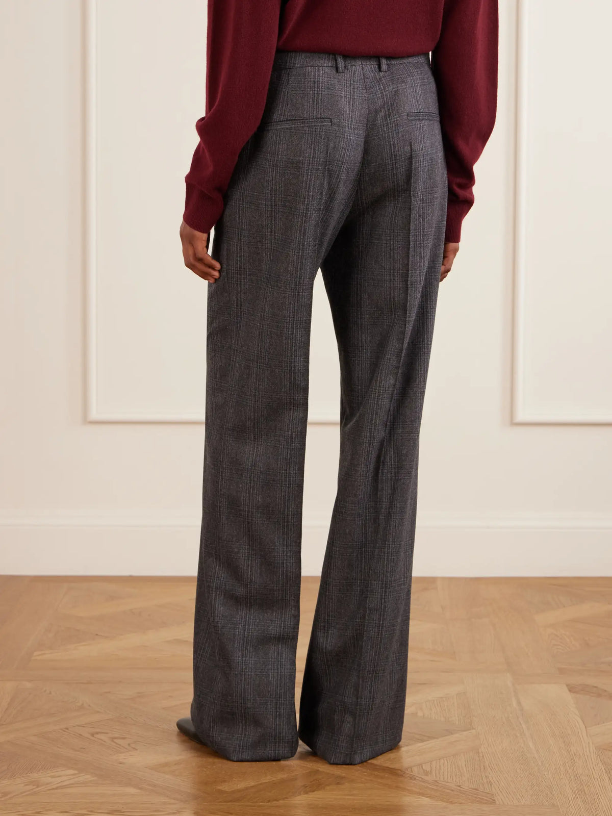 Nili Lotan Etoile Pleated Checked Wool And Cashmere-blend Felt Straight-leg Pants