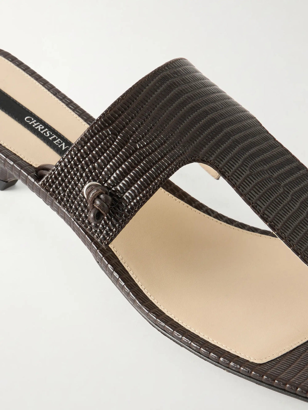 Edge T-strap 35 Lizard-effect Leather Sandals