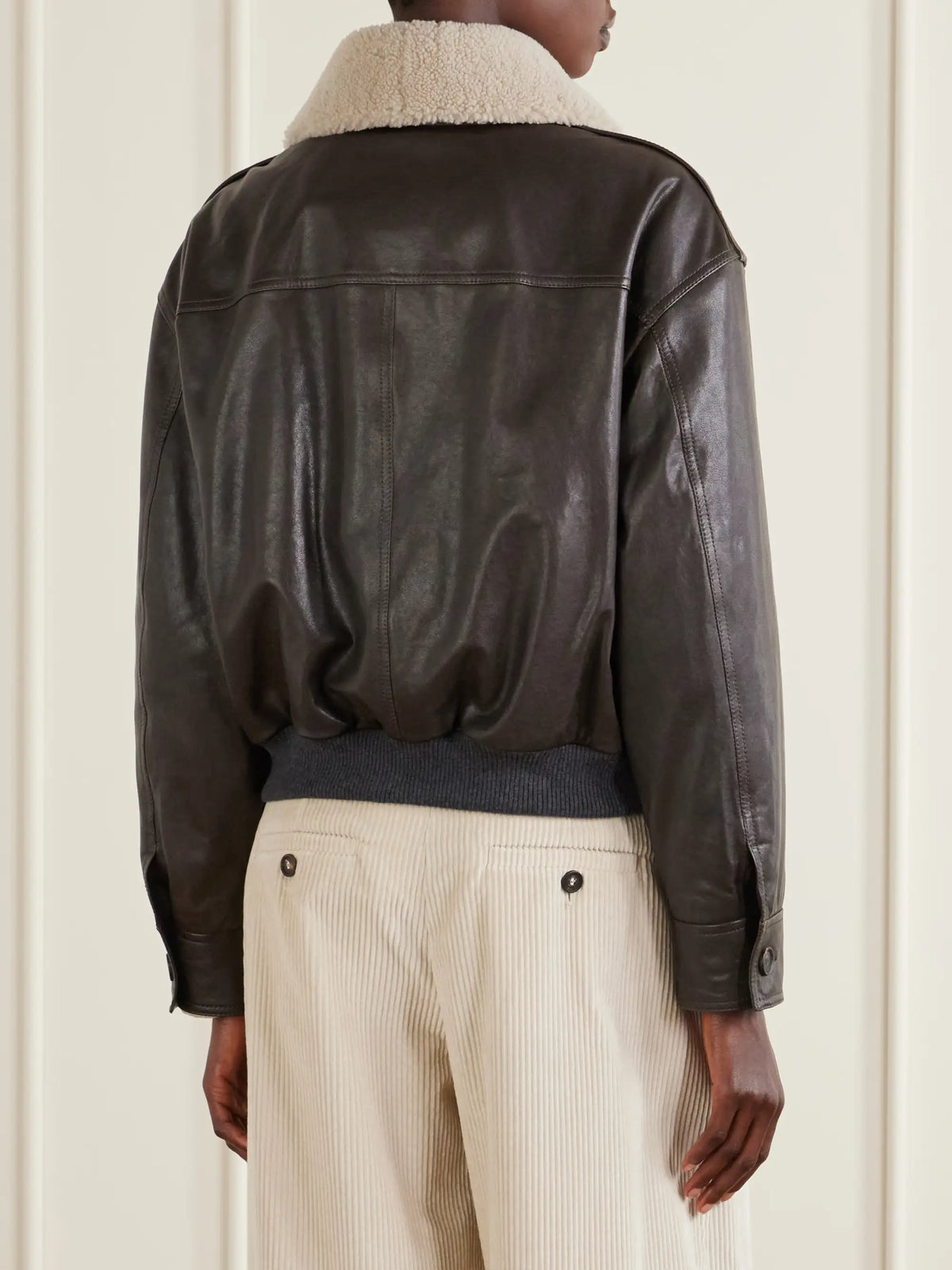 Brunello Cucinelli Shearling-trimmed Leather Jacket