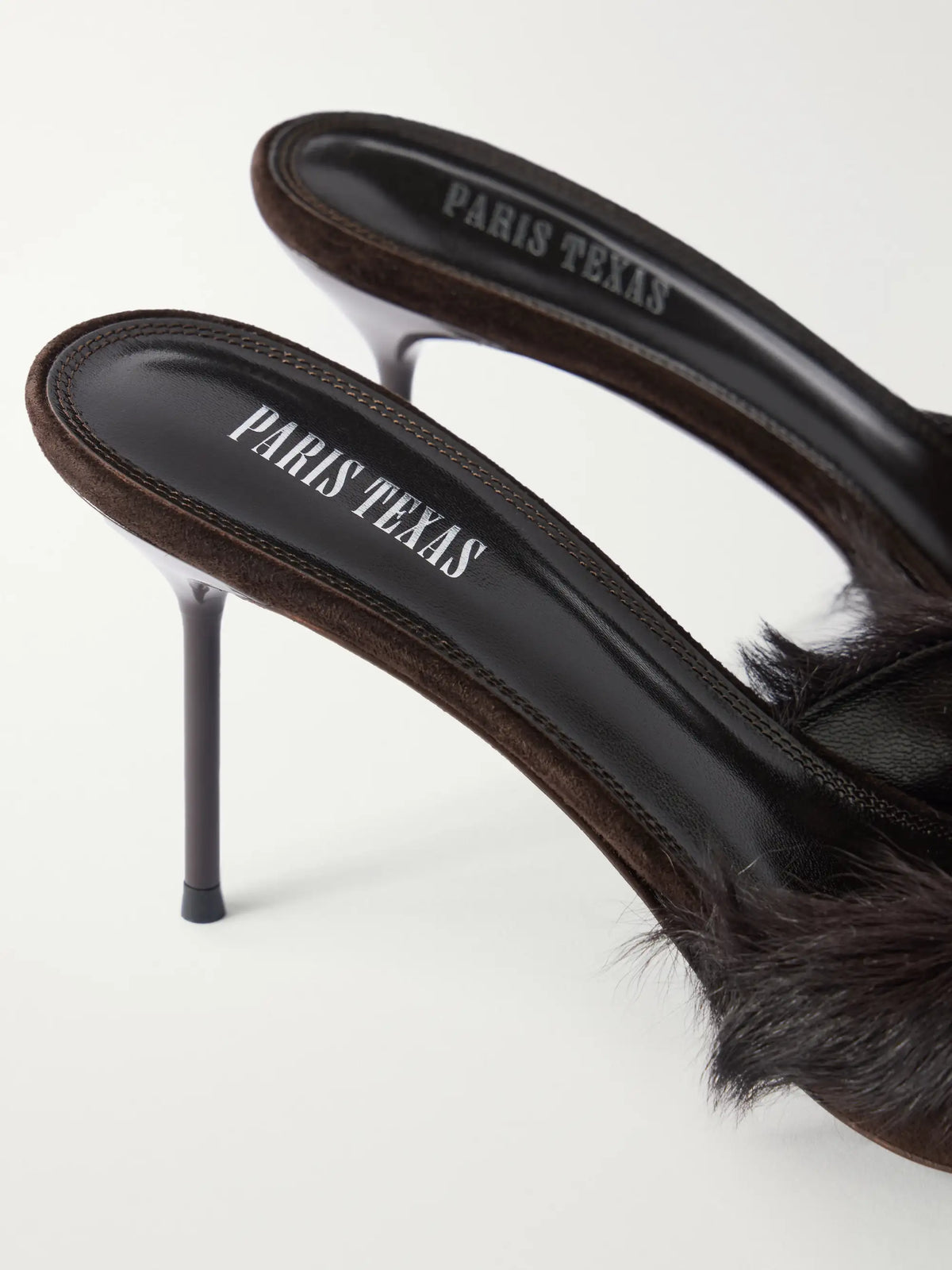 Paris Texas Lidia 70 Calf Hair-trimmed Suede Mules