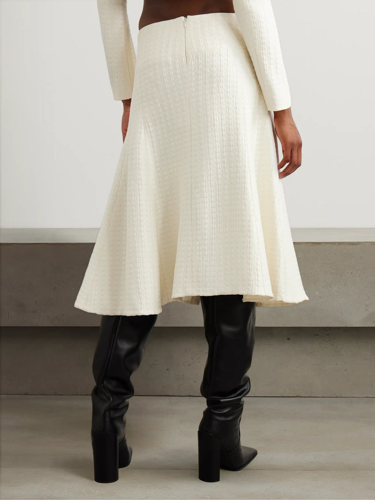 Silk-cloqué Midi Skirt