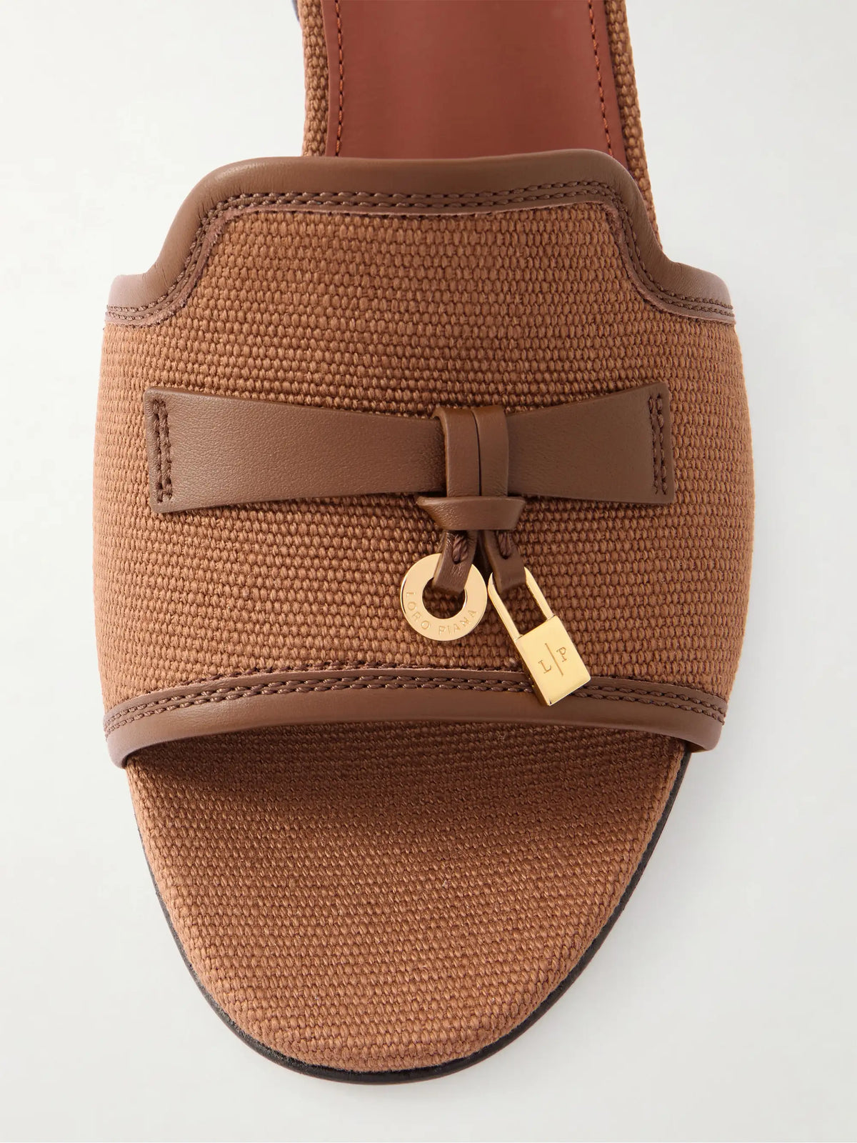 Summer Charms Embellished Leather-trimmed Canvas Mules