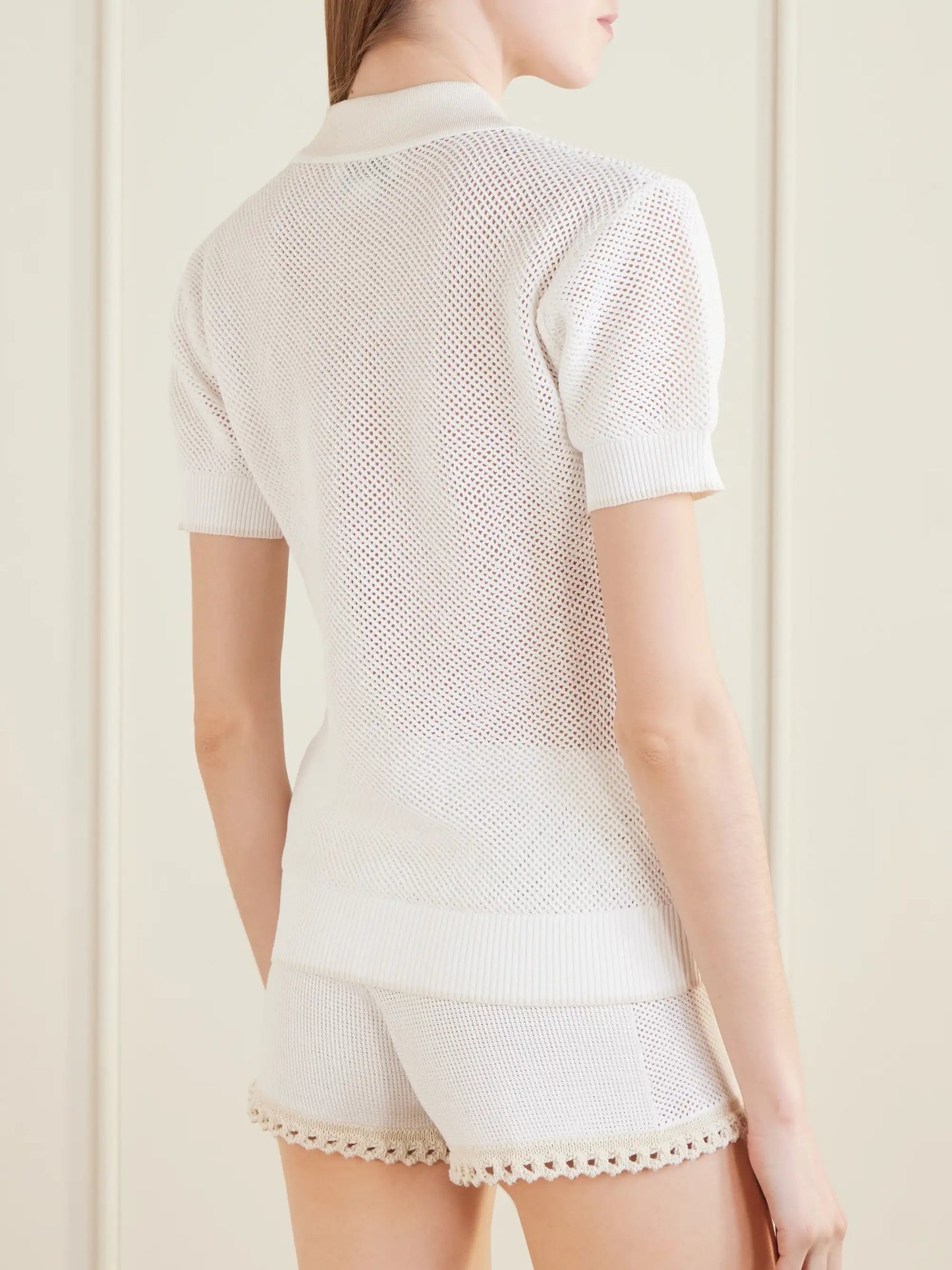 Open-knit Cotton Polo Shirt