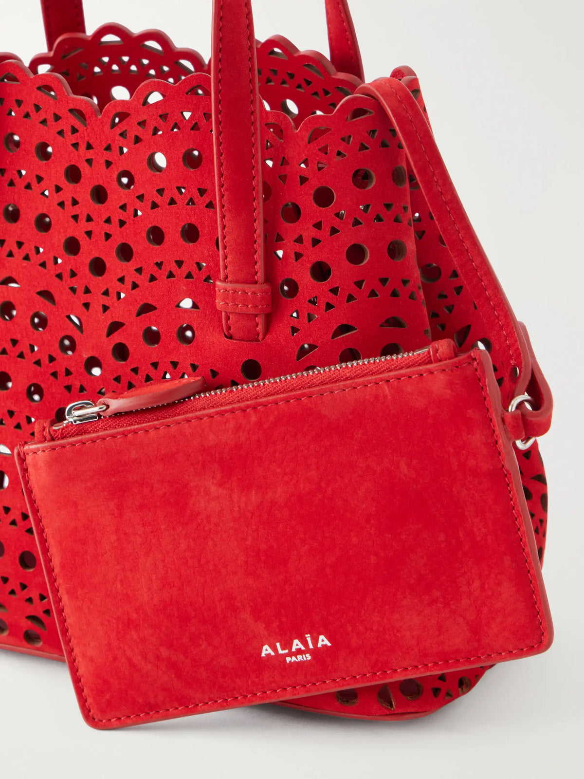 Alaïa Mina Laser-cut Nubuck Top-handle Bag