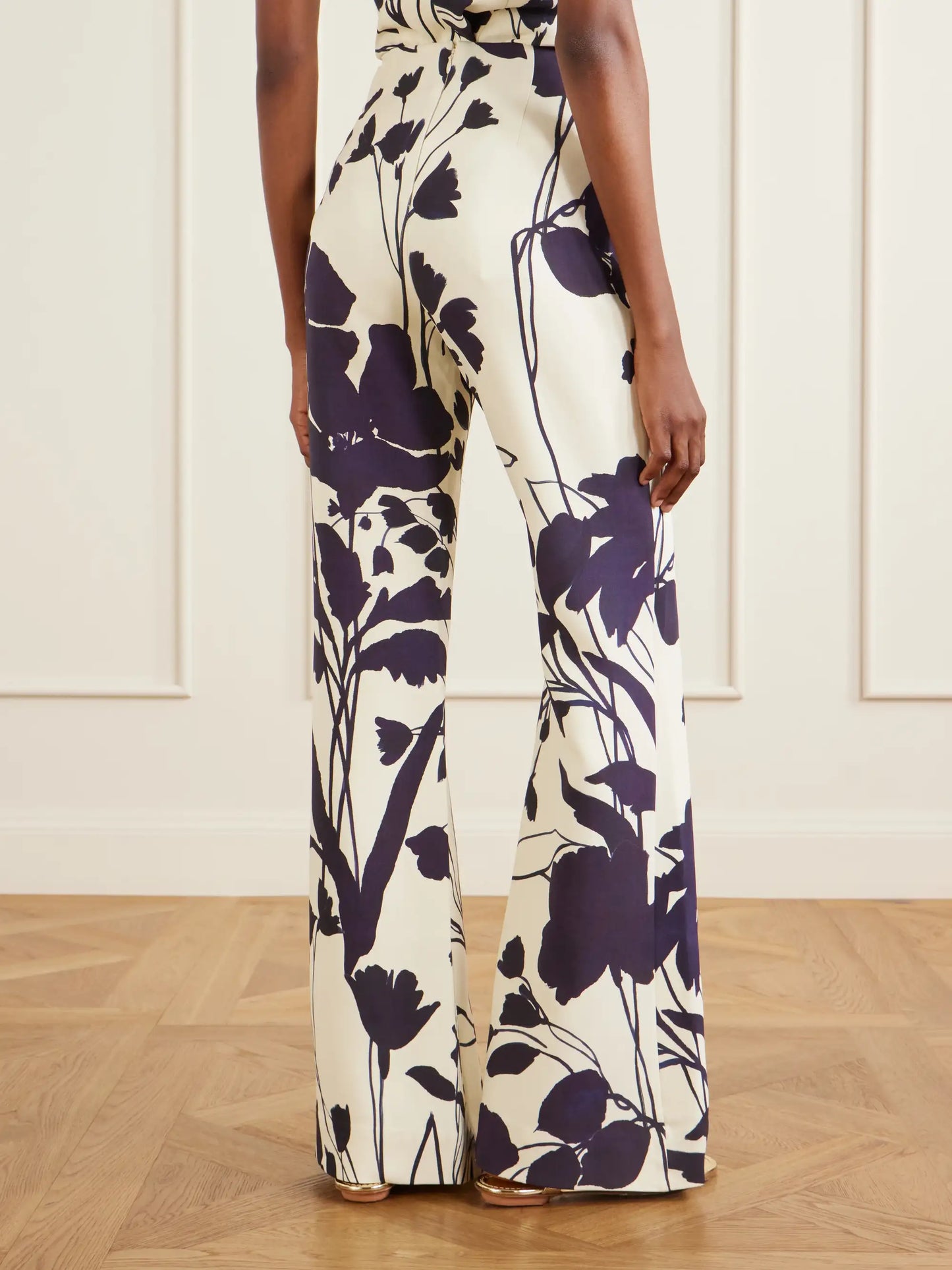 Pisa Floral-print Stretch-crepe Wide-leg Pants