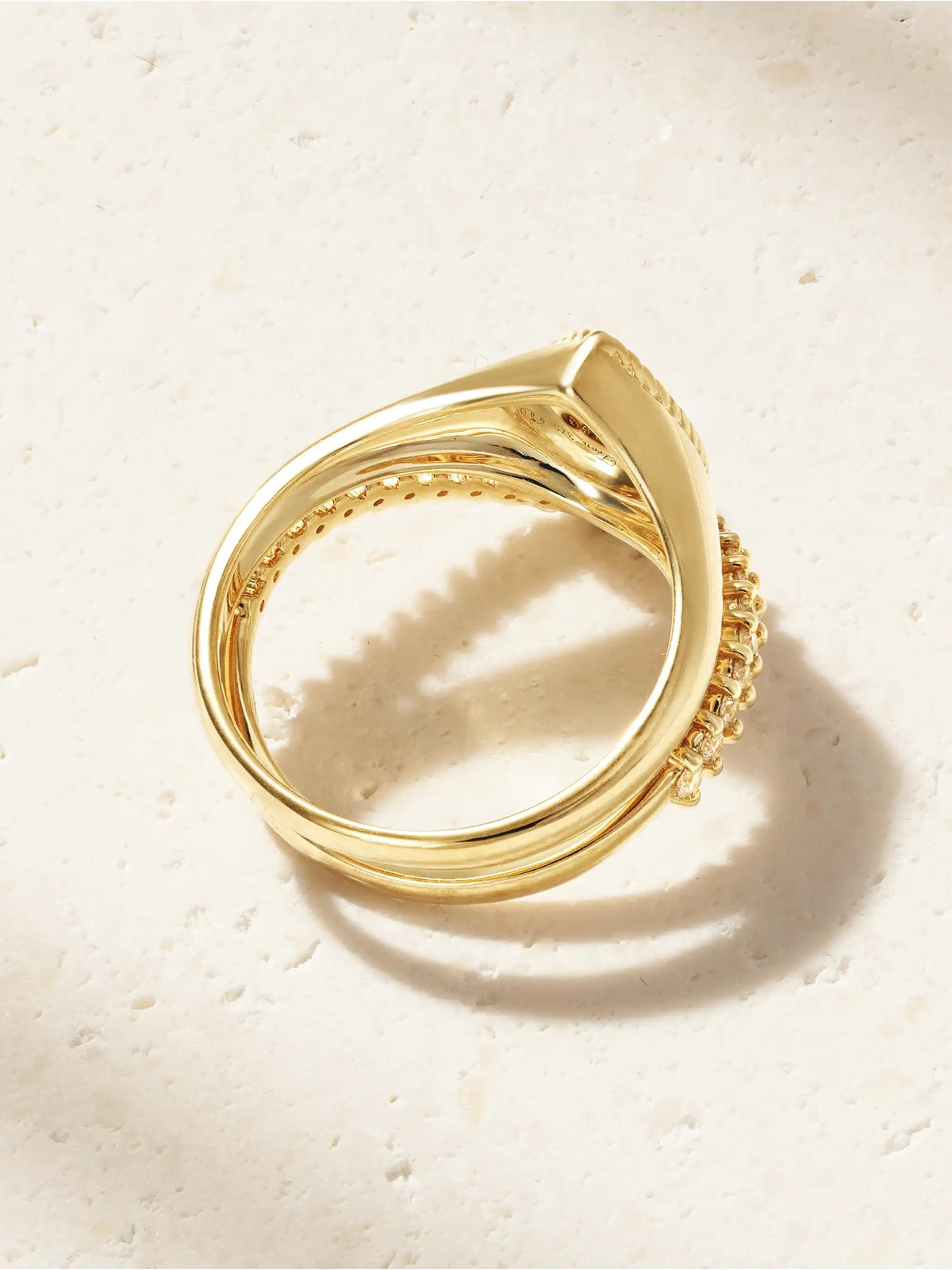 Baby Chevaliere Poire 9-karat Gold, Tiger's Eye And Diamond Ring