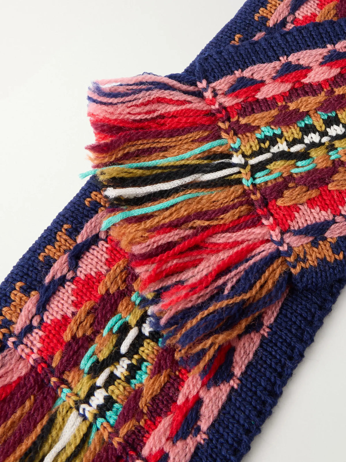 Dries Van Noten Fringed Intrasia-knit Wool Scarf