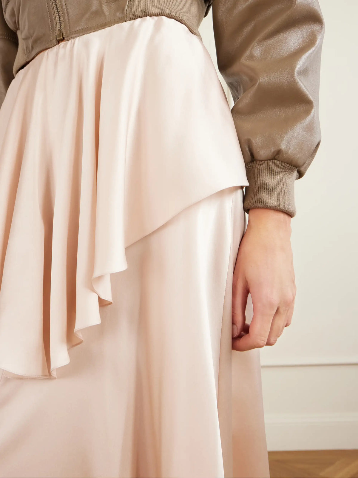 Layered Silk-satin Midi Skirt