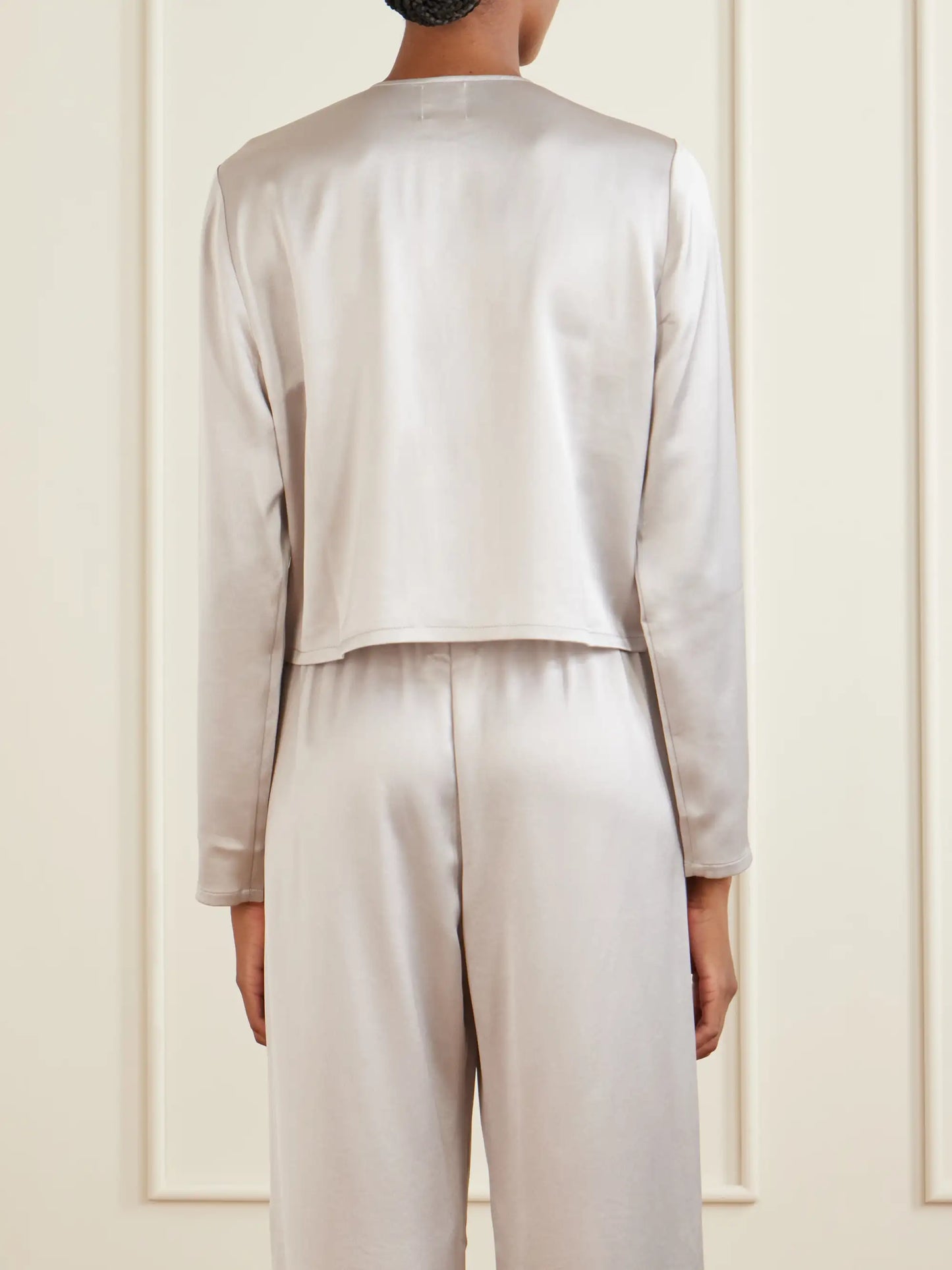 Barb Cropped Satin Cardigan
