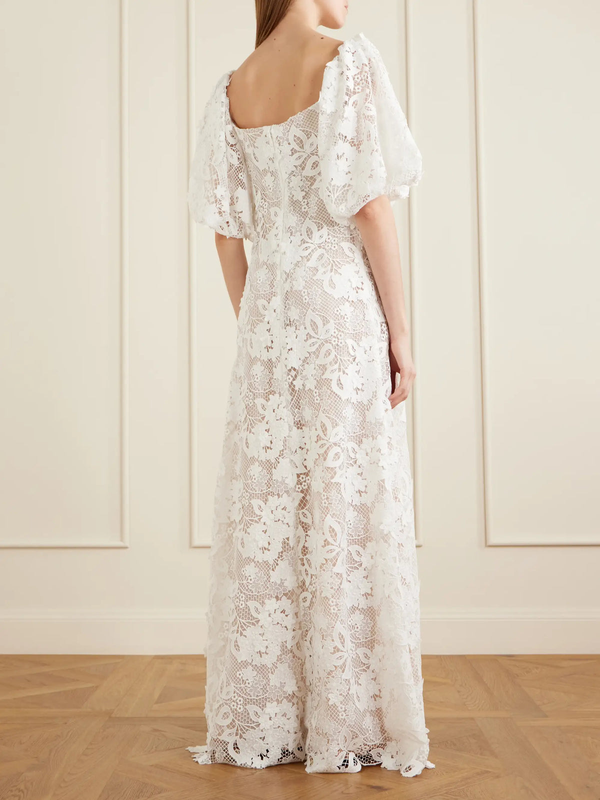Off-the-shoulder Embroidered Lace Gown
