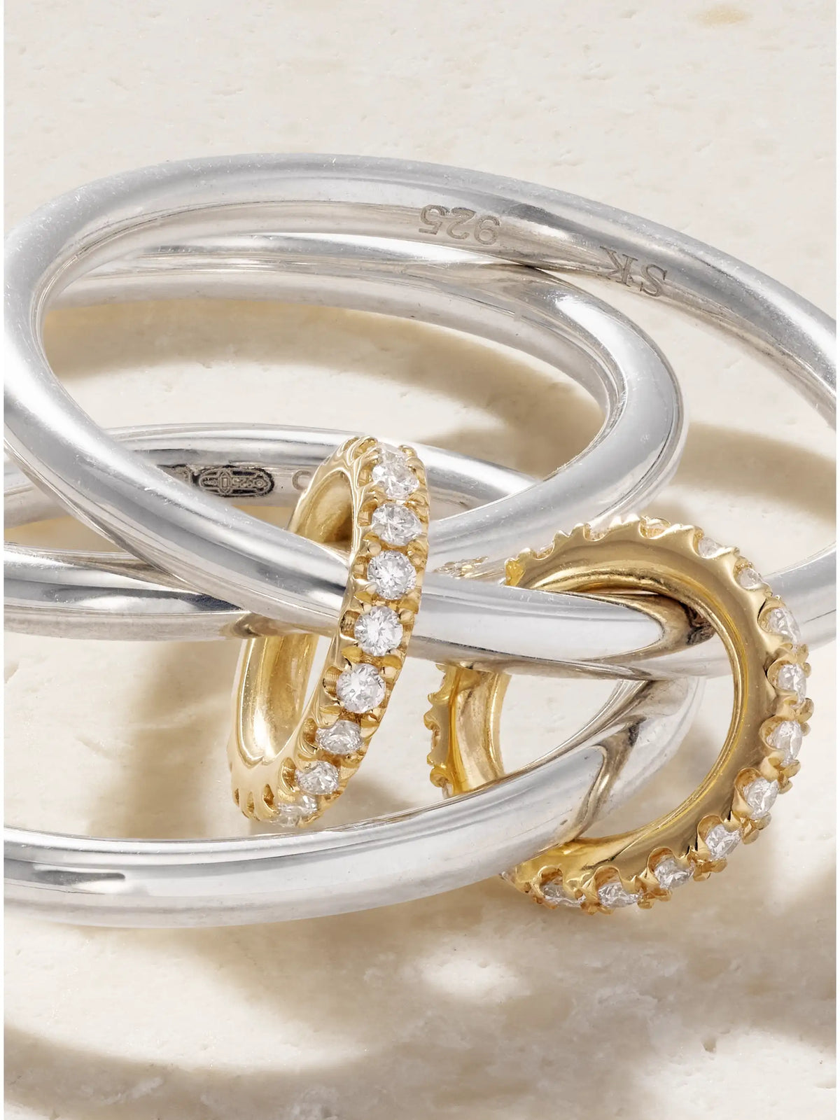 Solarium Sterling Silver, 18-karat Gold And Diamond Ring