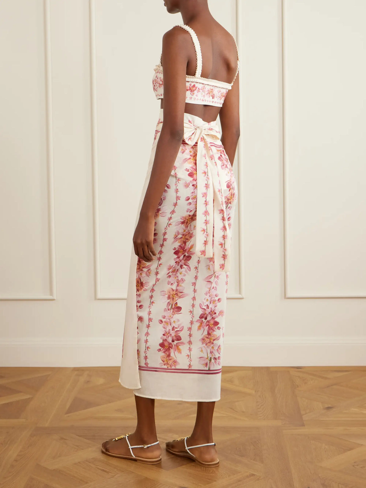 Lavanda Cauca Floral-printed Cotton And Silk-blend Pareo
