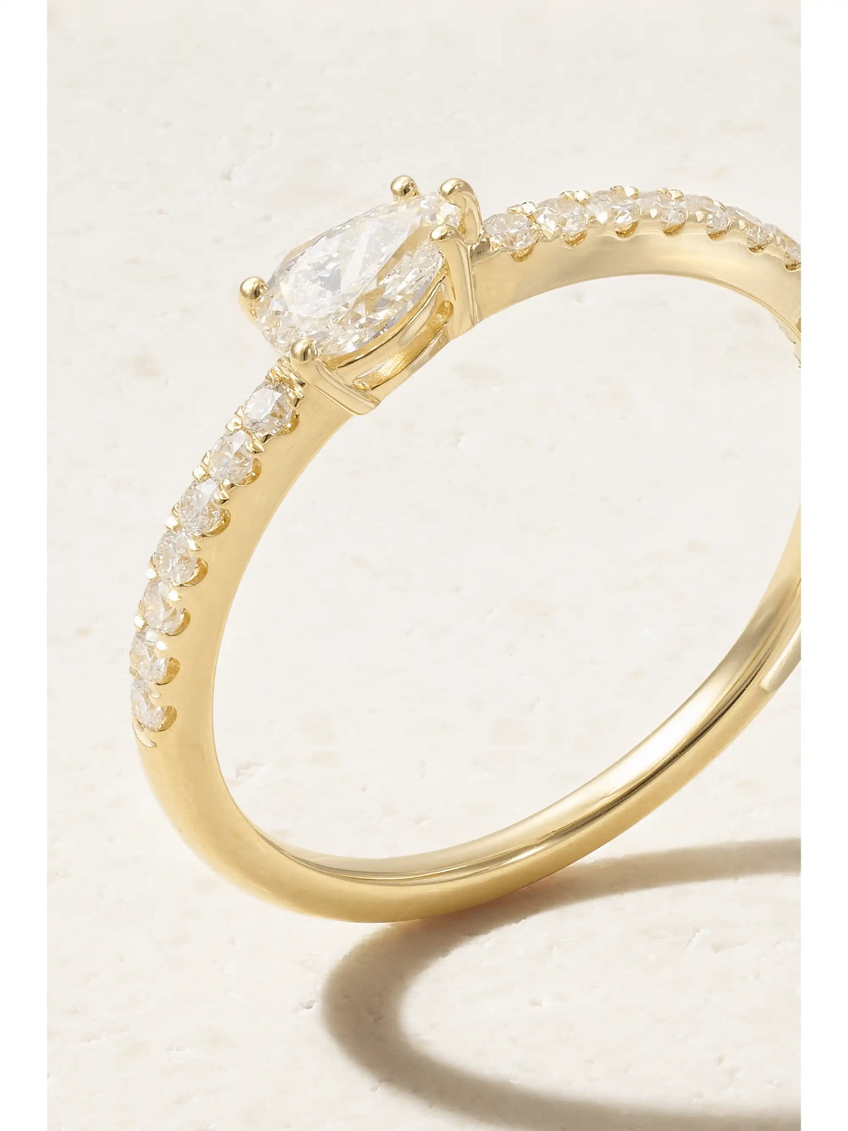 Sideways Pear 18-karat Gold Diamond Ring