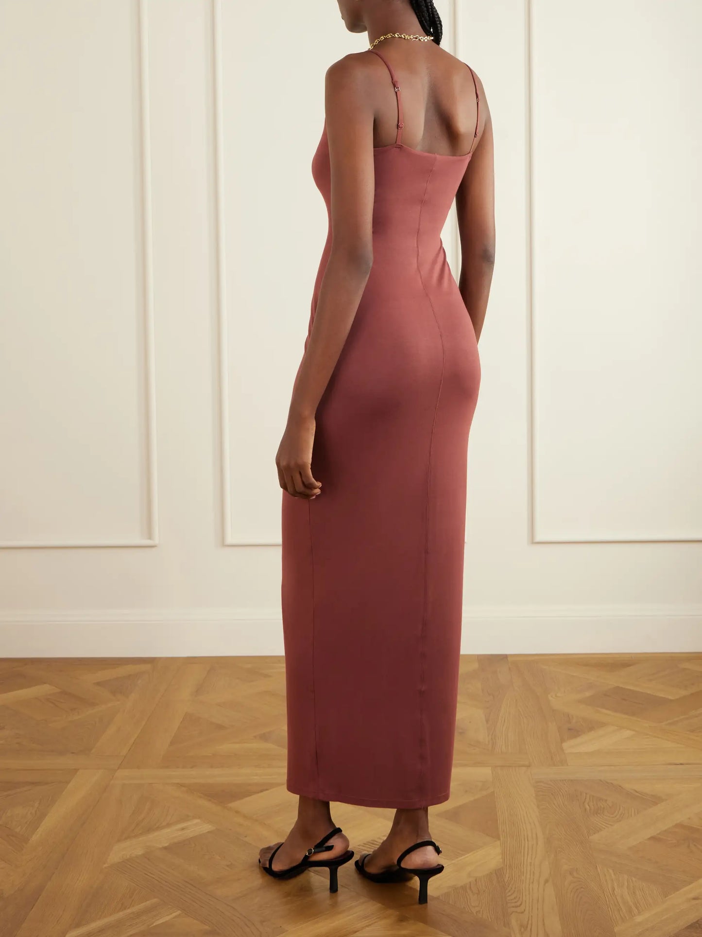 Smooth Layers Skimpy Scoop Neck Maxi Dress - Henna