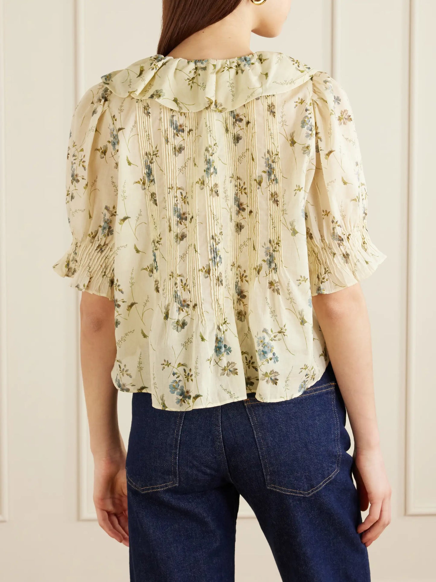 Henri Ruffled Pintucked Organic Cotton-voile Top