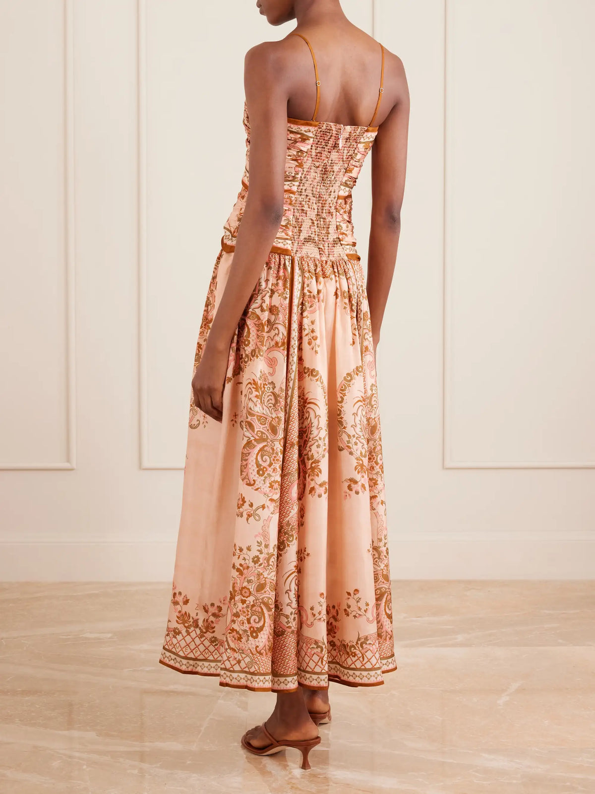 Aster Cutout Knotted Printed Silk Midi Dress