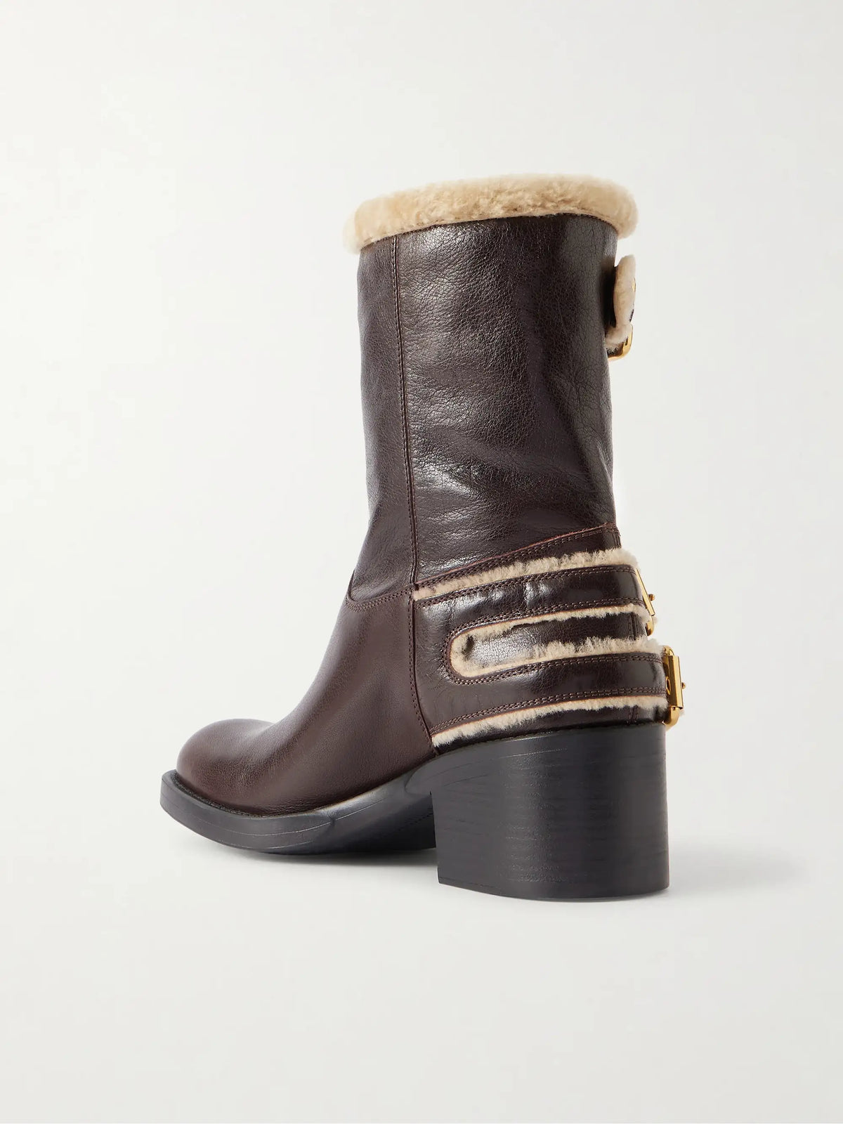 Dakota Buckled Shearling-trimmed Leather Ankle Boots