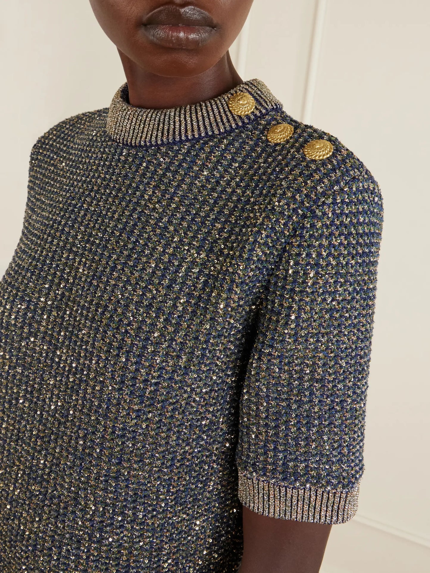 Embellished Tweed Sweater