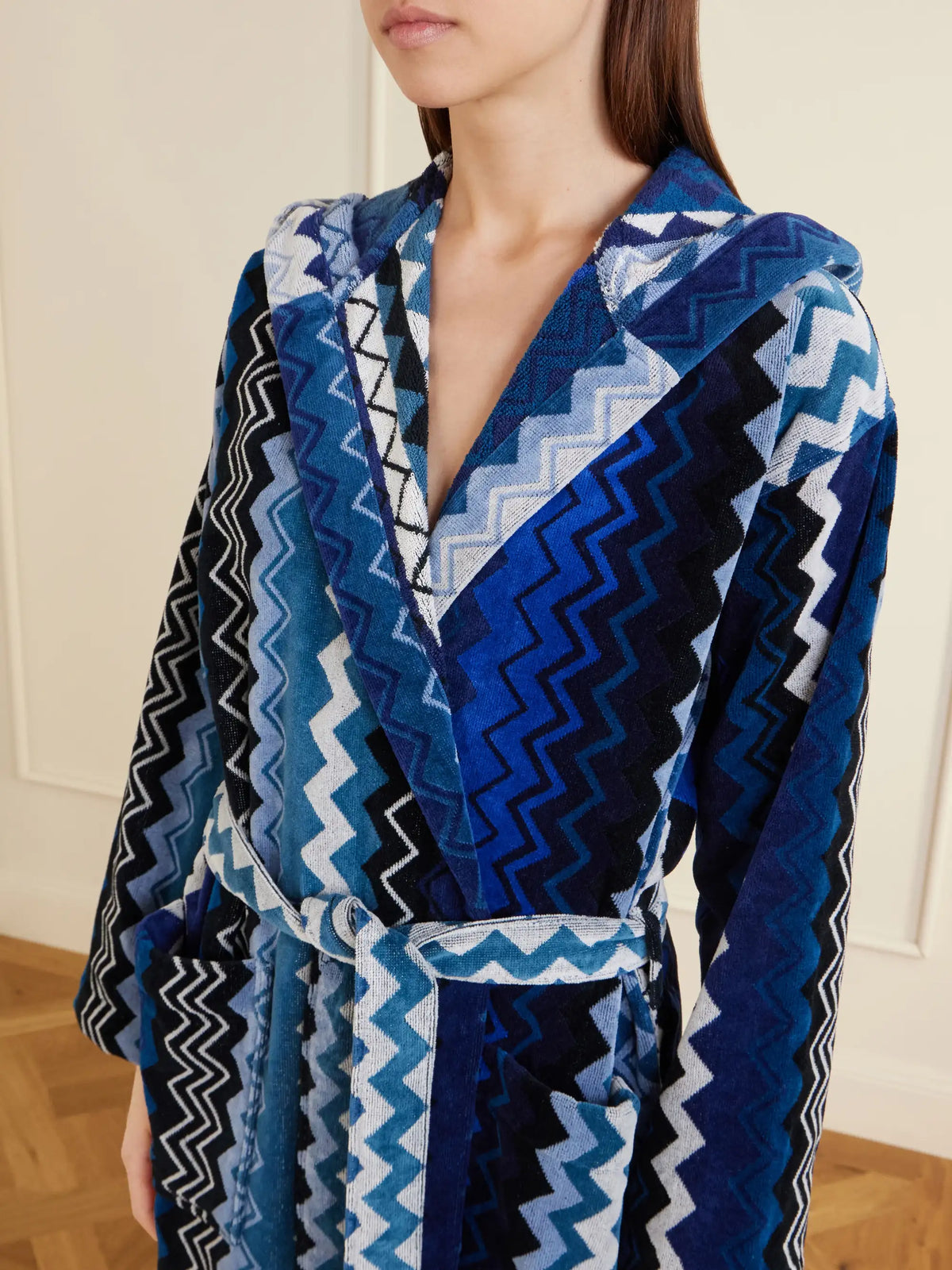 Giacomo Striped Hooded Belted Cotton-terry Robe