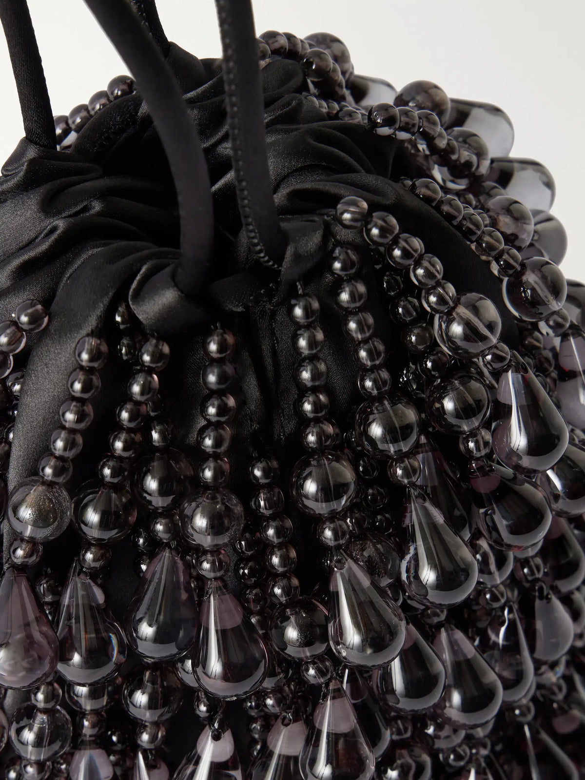 Cult Gaia Zia Wristlet Beads-detailed Satin To-handle Bag