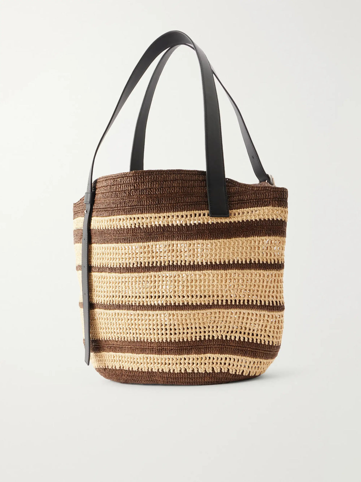 + Paula's Ibiza Loop Basket Leather-trimmed Raffia Tote