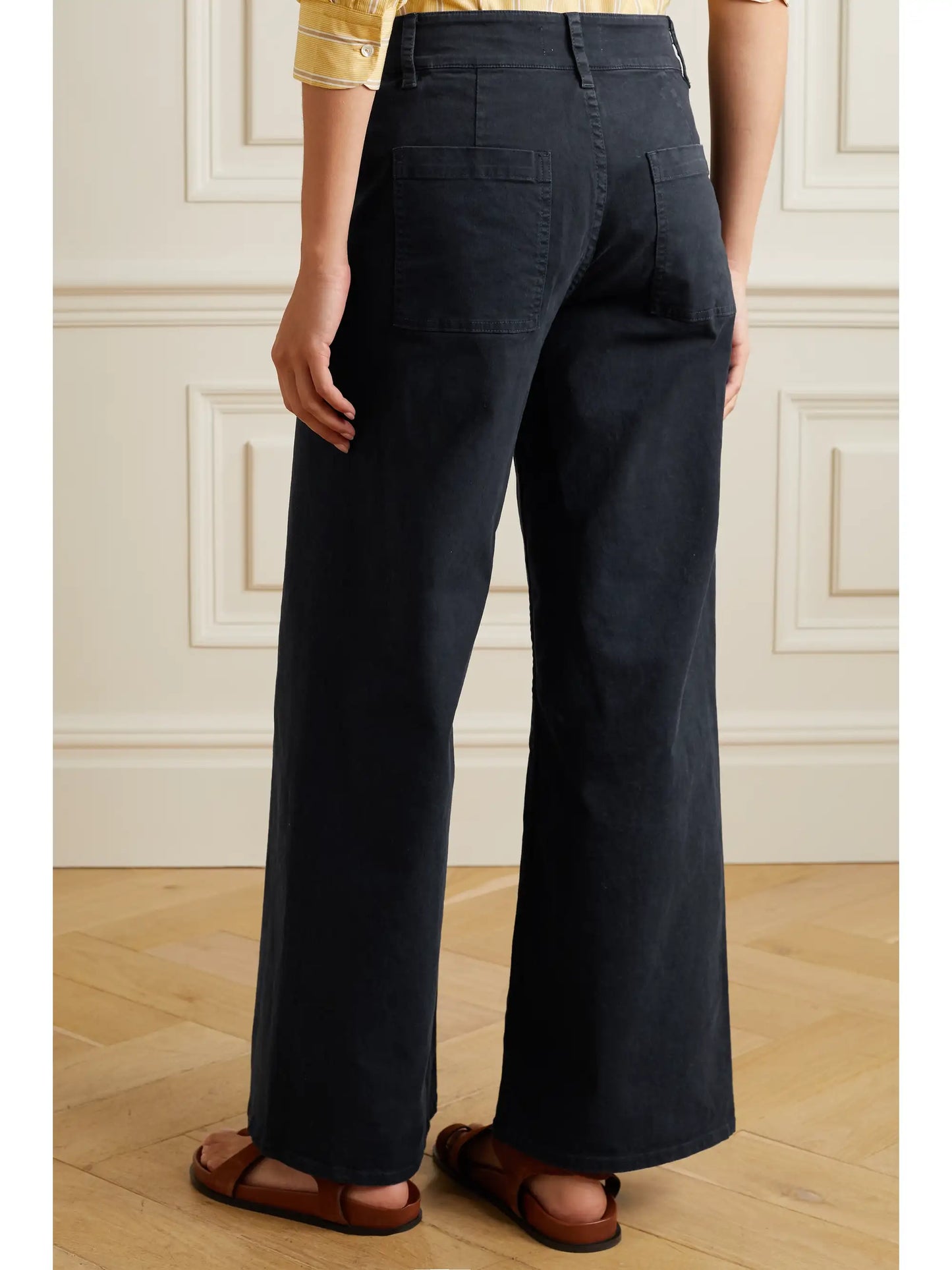 Megan Cotton-blend Twill Wide-leg Pants