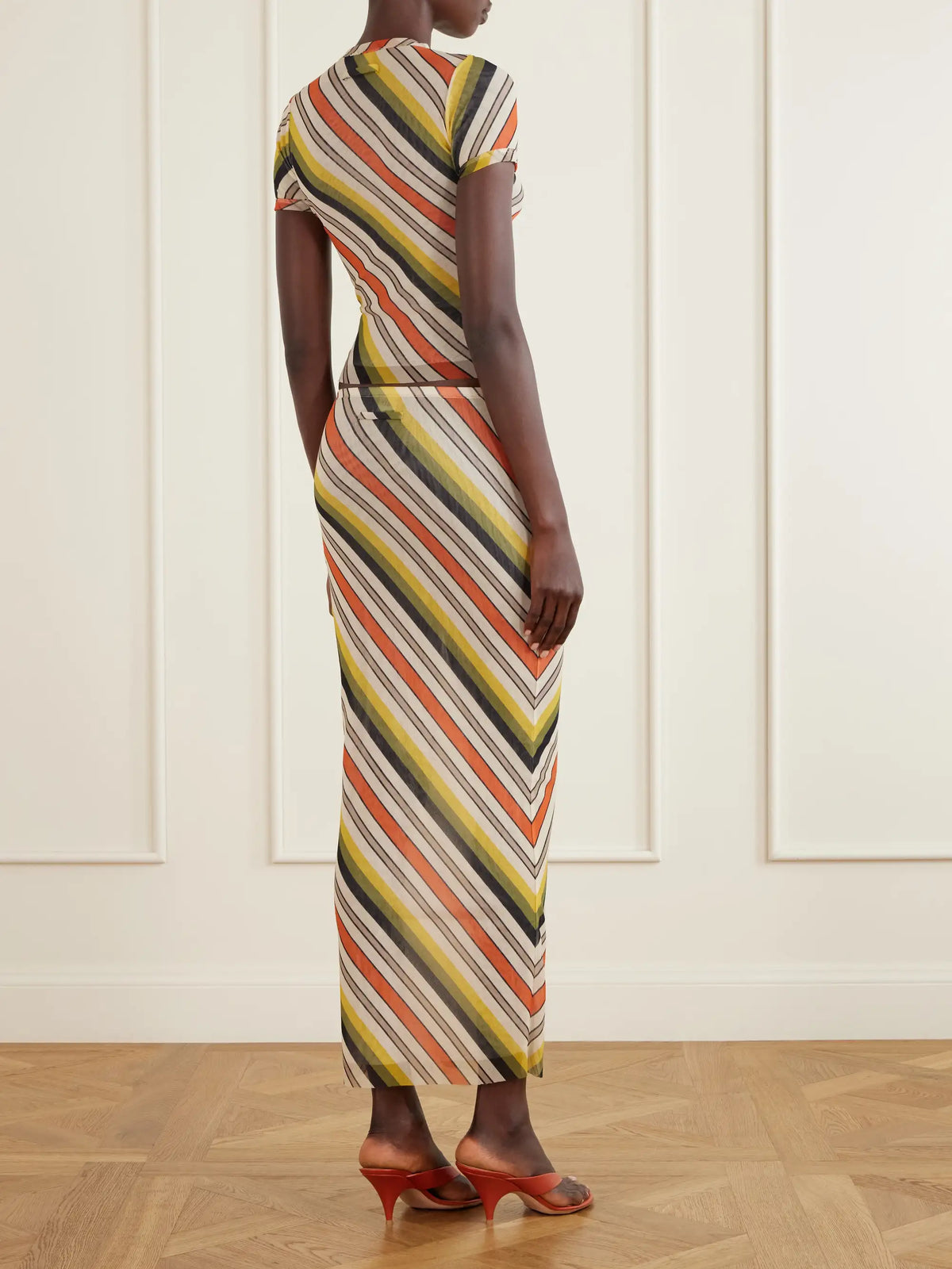 Jean Paul Gaultier Retro Stripe Printed Mesh Top