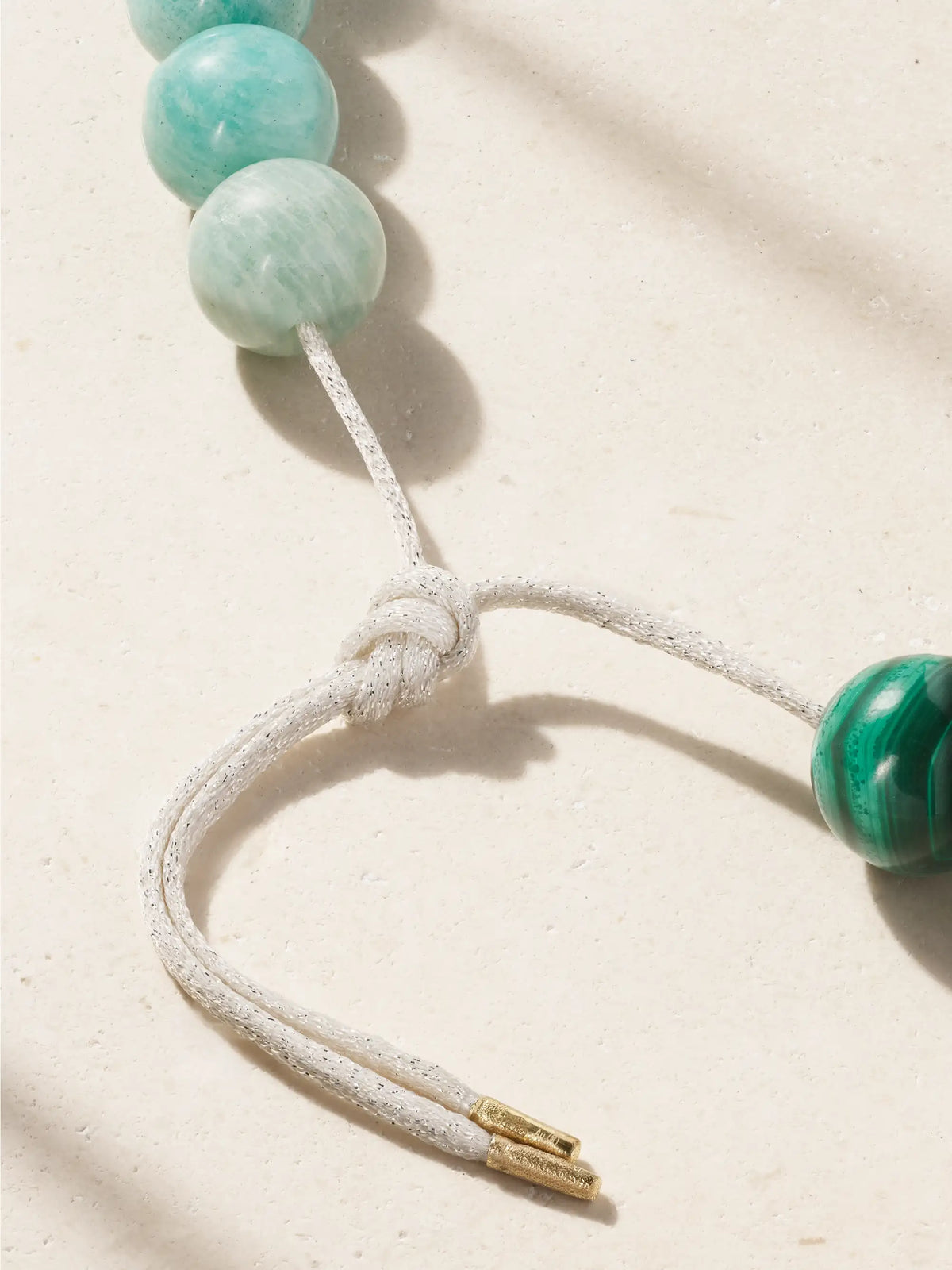 Bowery Downtown 18-karat Gold, Malachite, Amazonite And Lurex Necklace