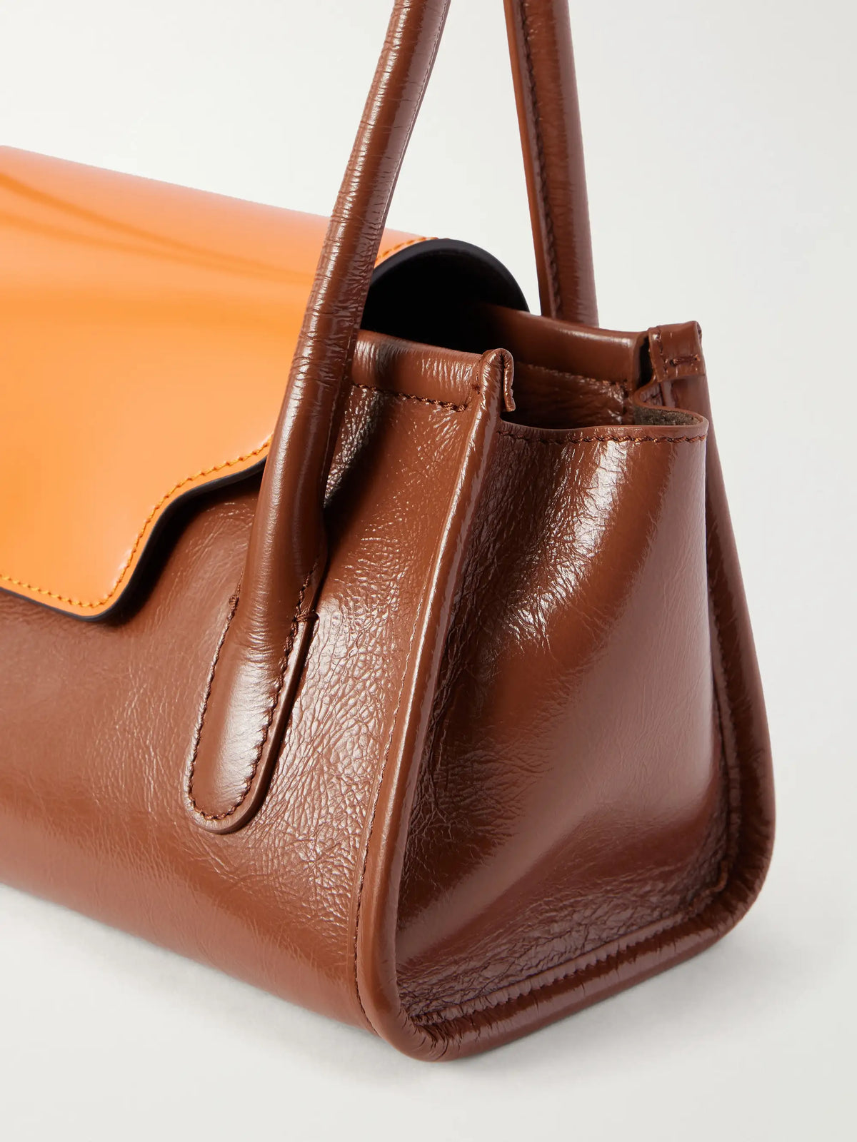 Marni Trunkette Two-tone Crinkled Leather Shoulder Bag