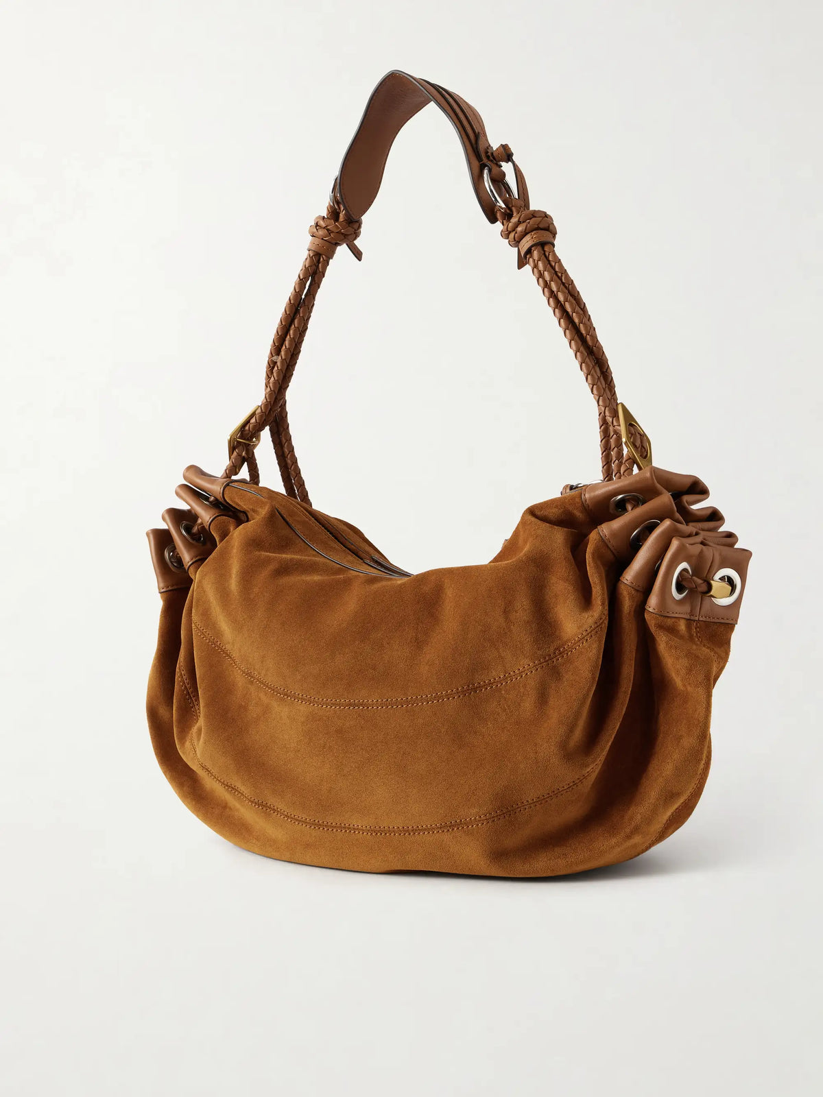 Maia Large Braided Suede Shoulder Bag