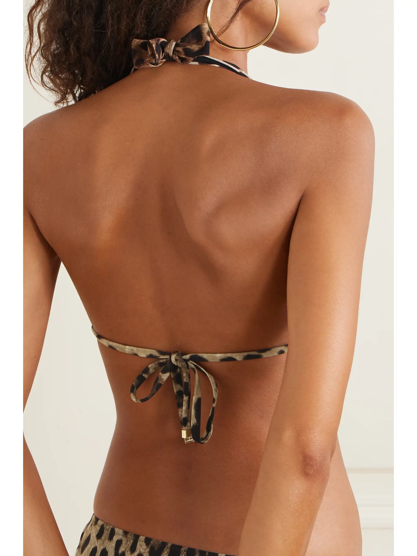 Leopard-print Halterneck Bikini Top