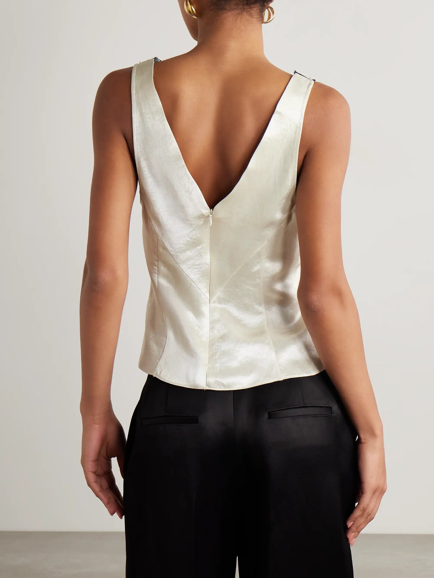 Satin-twill And Corded Lace Camisole
