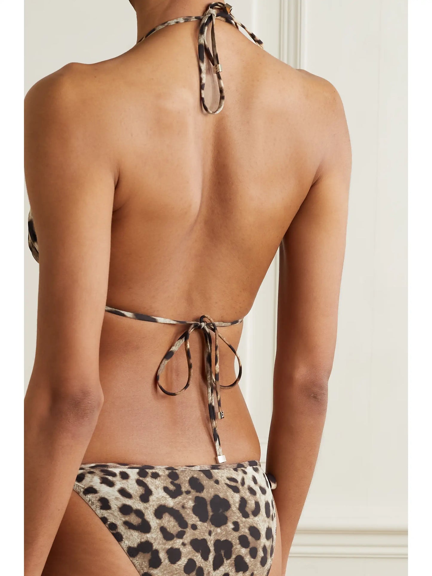 Leopard-print Triangle Bikini Top